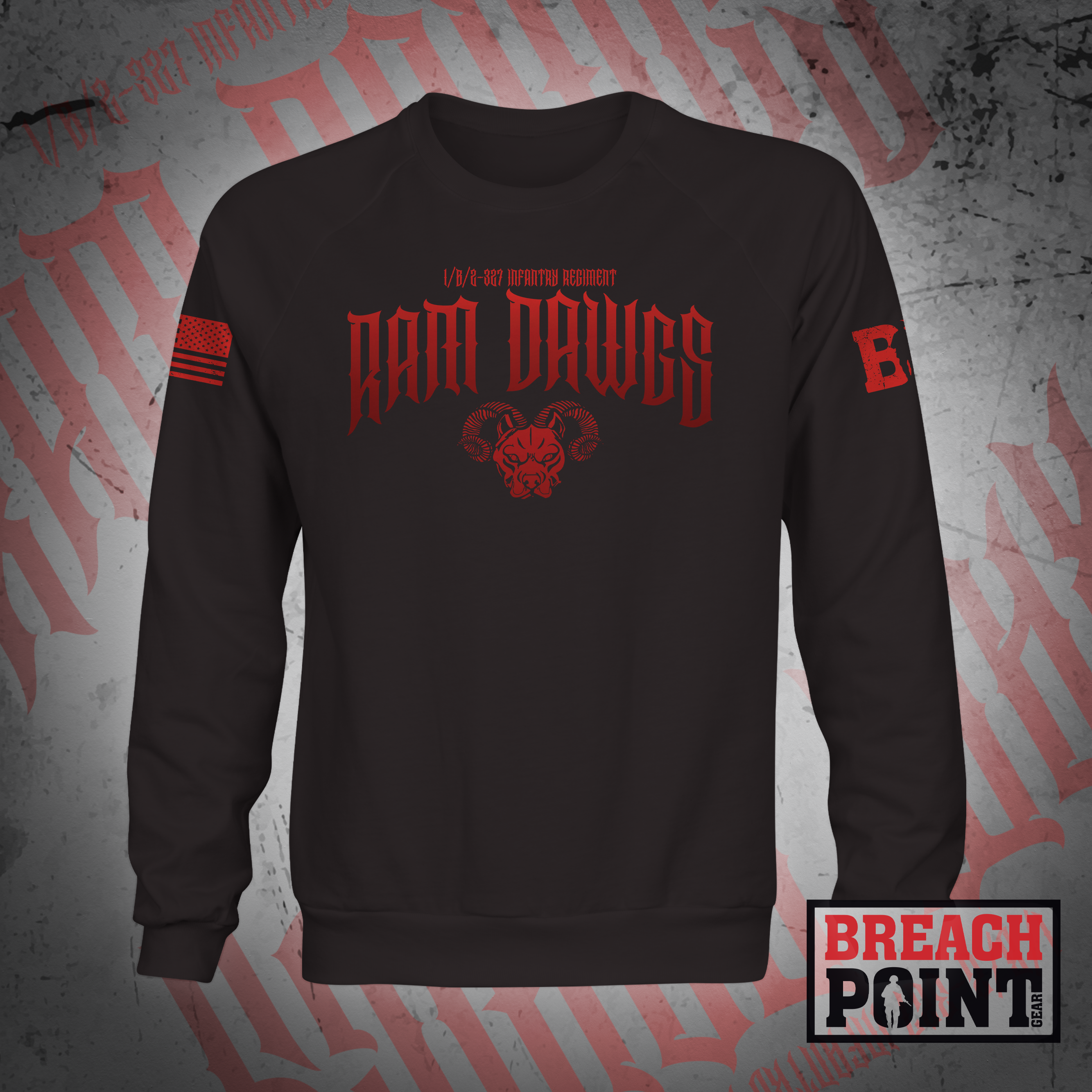 "RAM DAWGS" 1/B/2-327th Infantry Regiment - Sweatshirt (B79_BP)