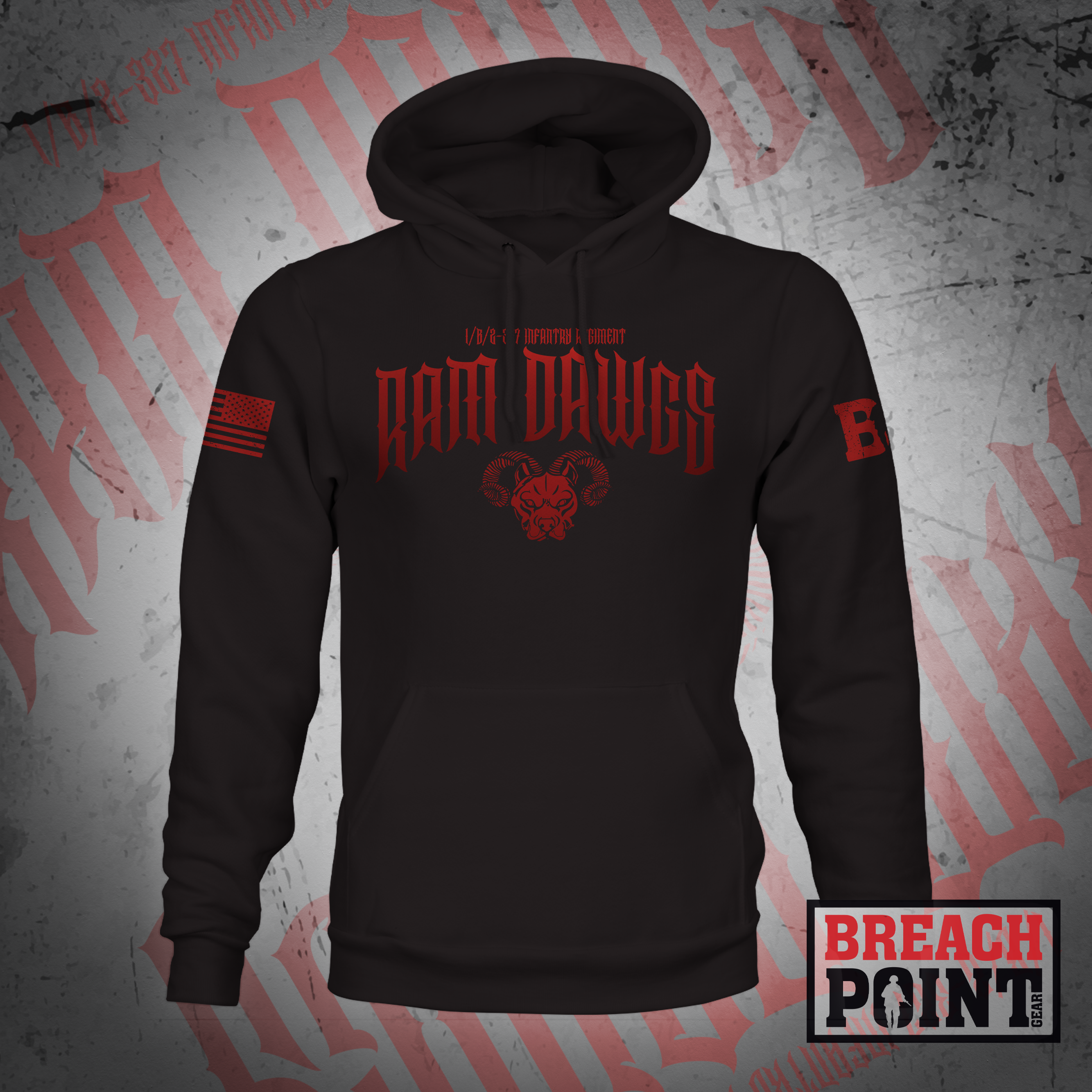 "RAM DAWGS" 1/B/2-327th Infantry Regiment - Hoodie (B79_BP)