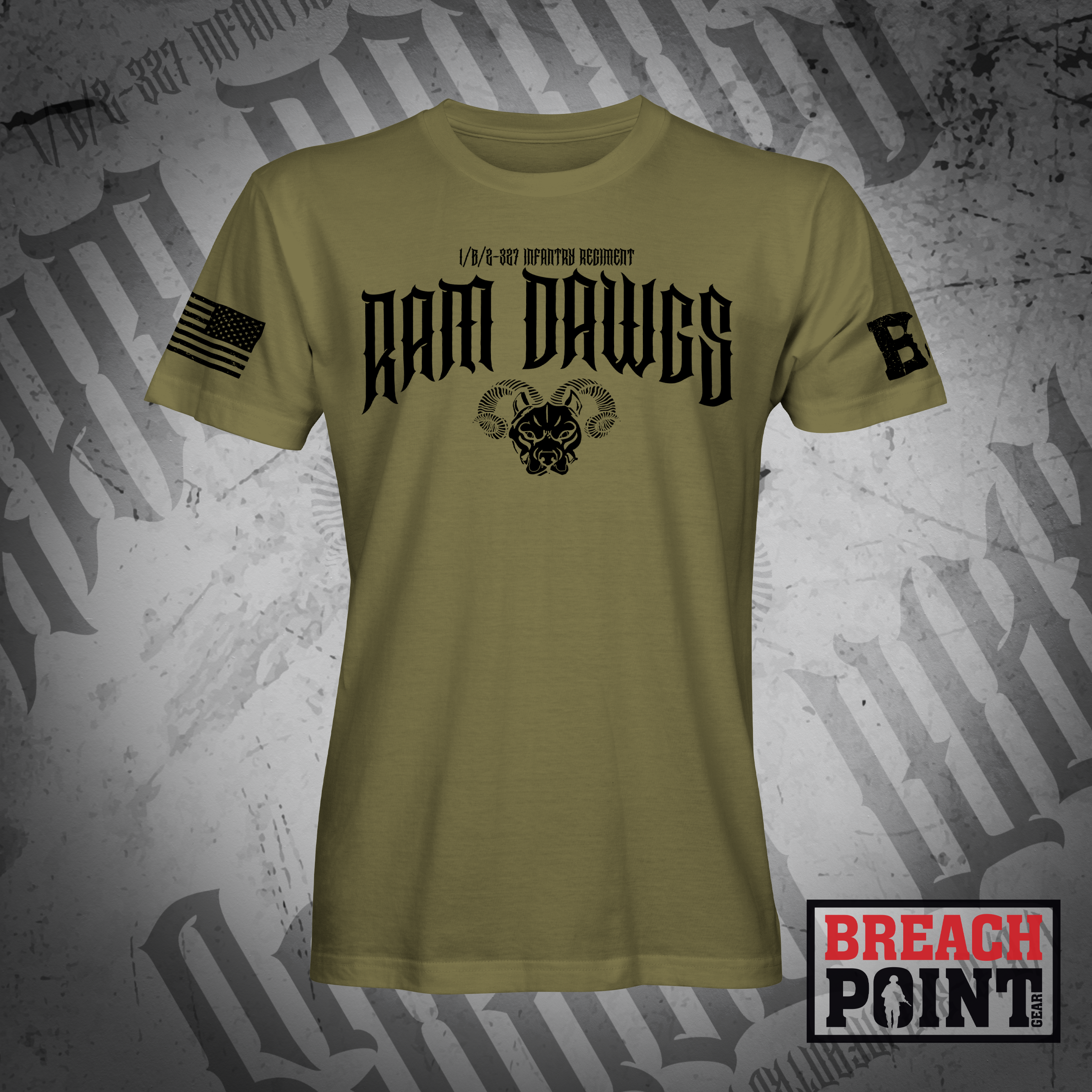 "RAM DAWGS" 1/B/2-327th Infantry Regiment - T-Shirt (B79_BP)