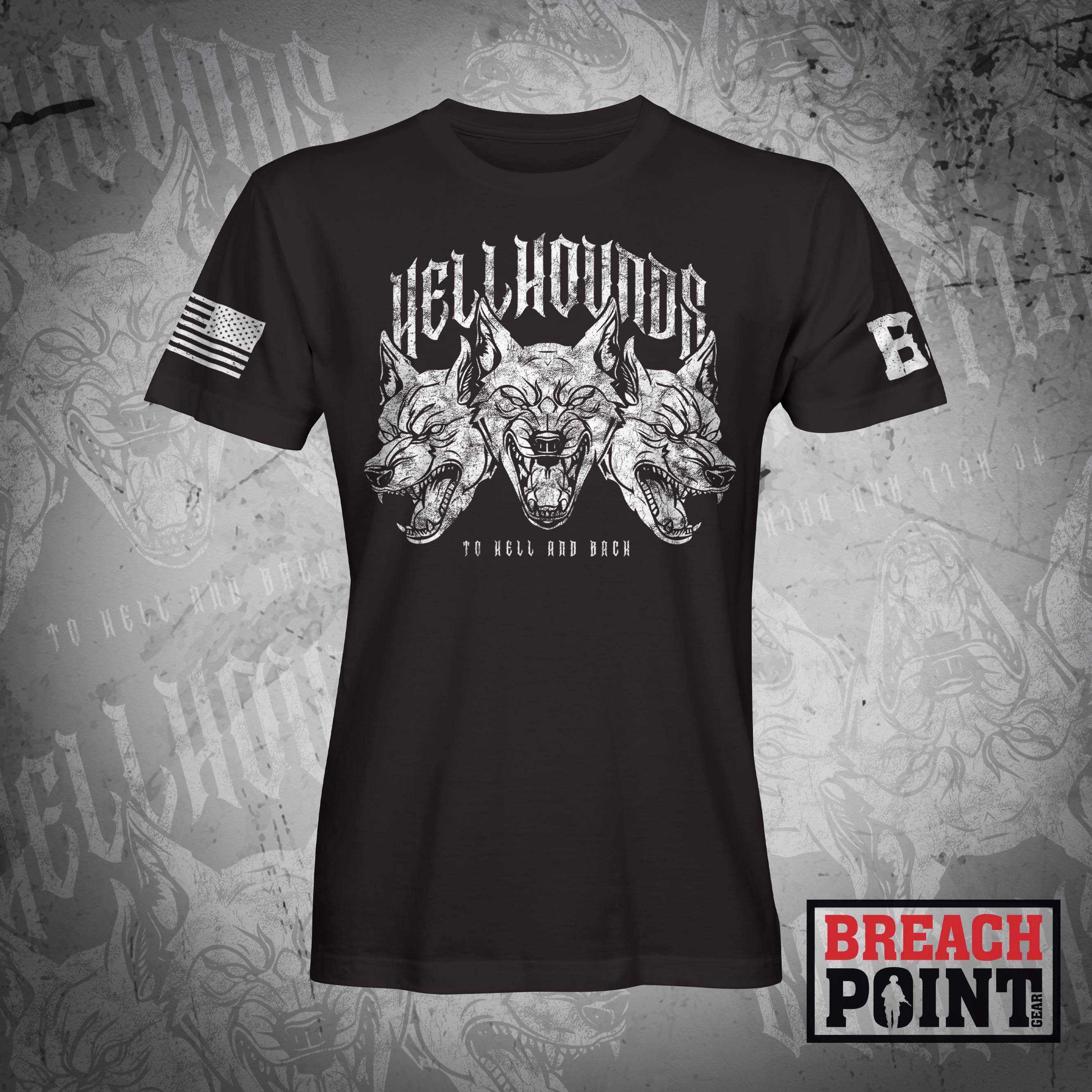 "HELLHOUNDS" HHC/302nd Intelligence and Electronic Warefare Battalion - T-Shirt (B85-BP)