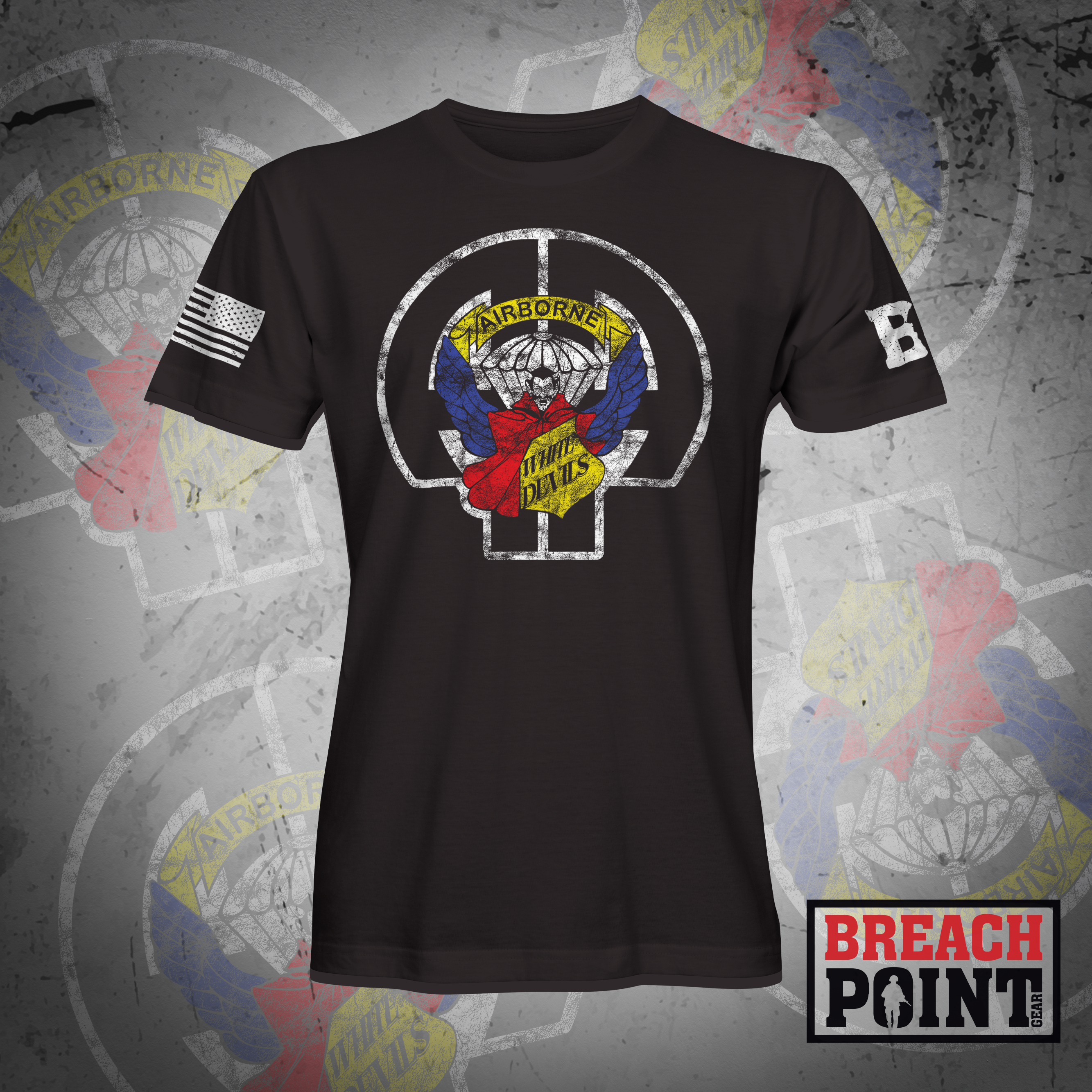 "WHITE DEVILS" 2-504th Parachute Infantry Regiment - T-Shirt (A27_BP-1)