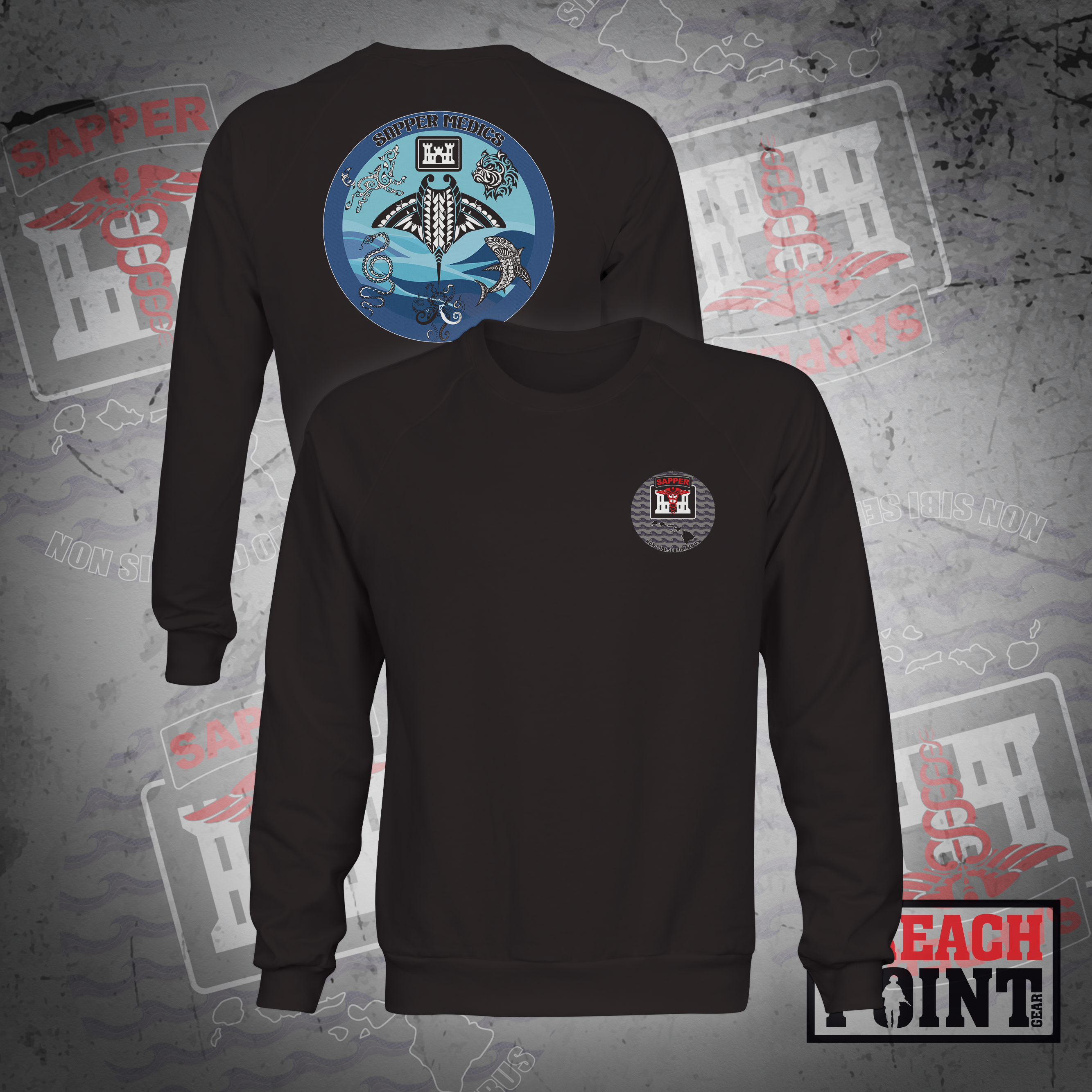 "SAPPER MEDICS" 130th Engineer Brigade - Sweatshirt (B84)