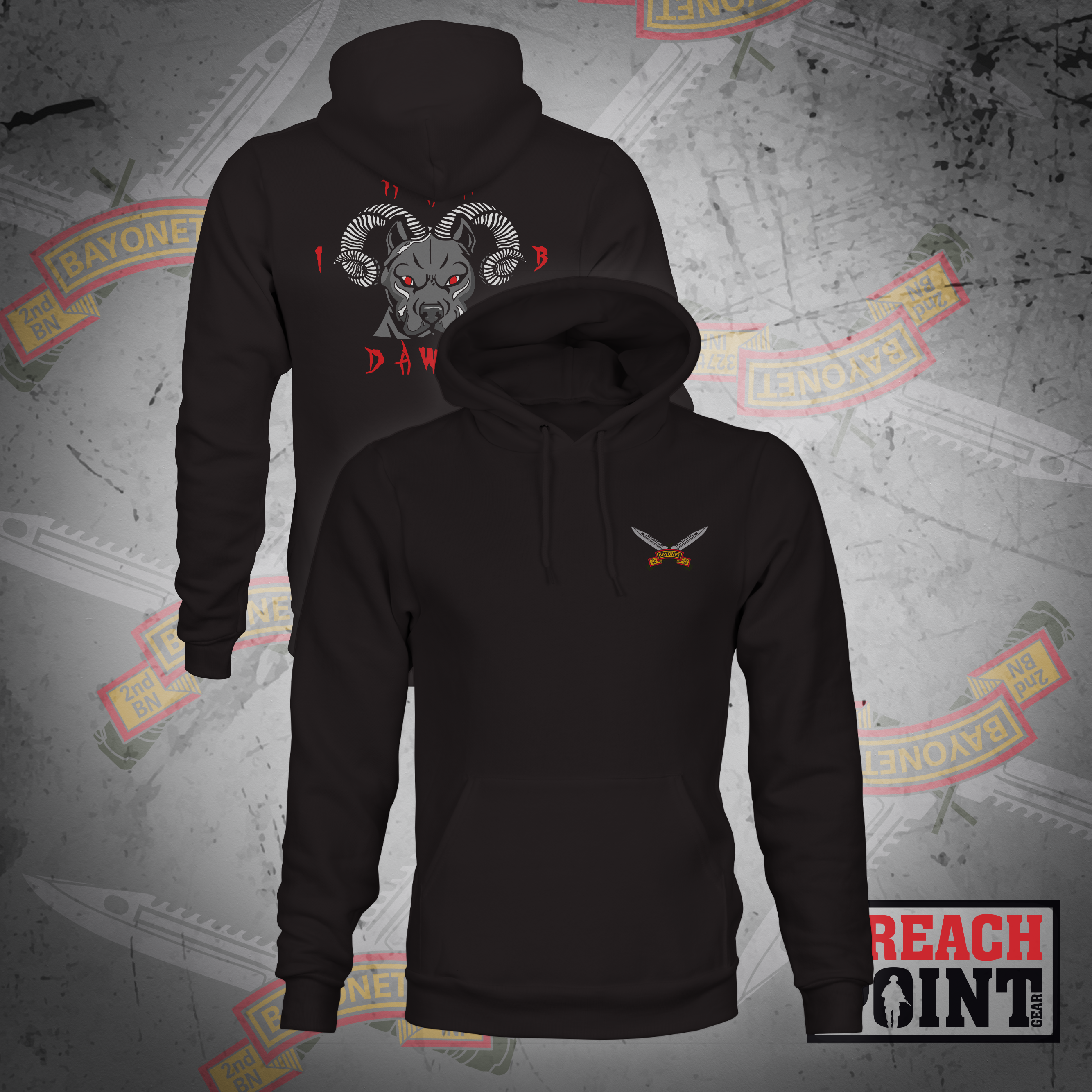 "RAM DAWGS" 1/B/2-327th Infantry Regiment - Hoodie (B79)