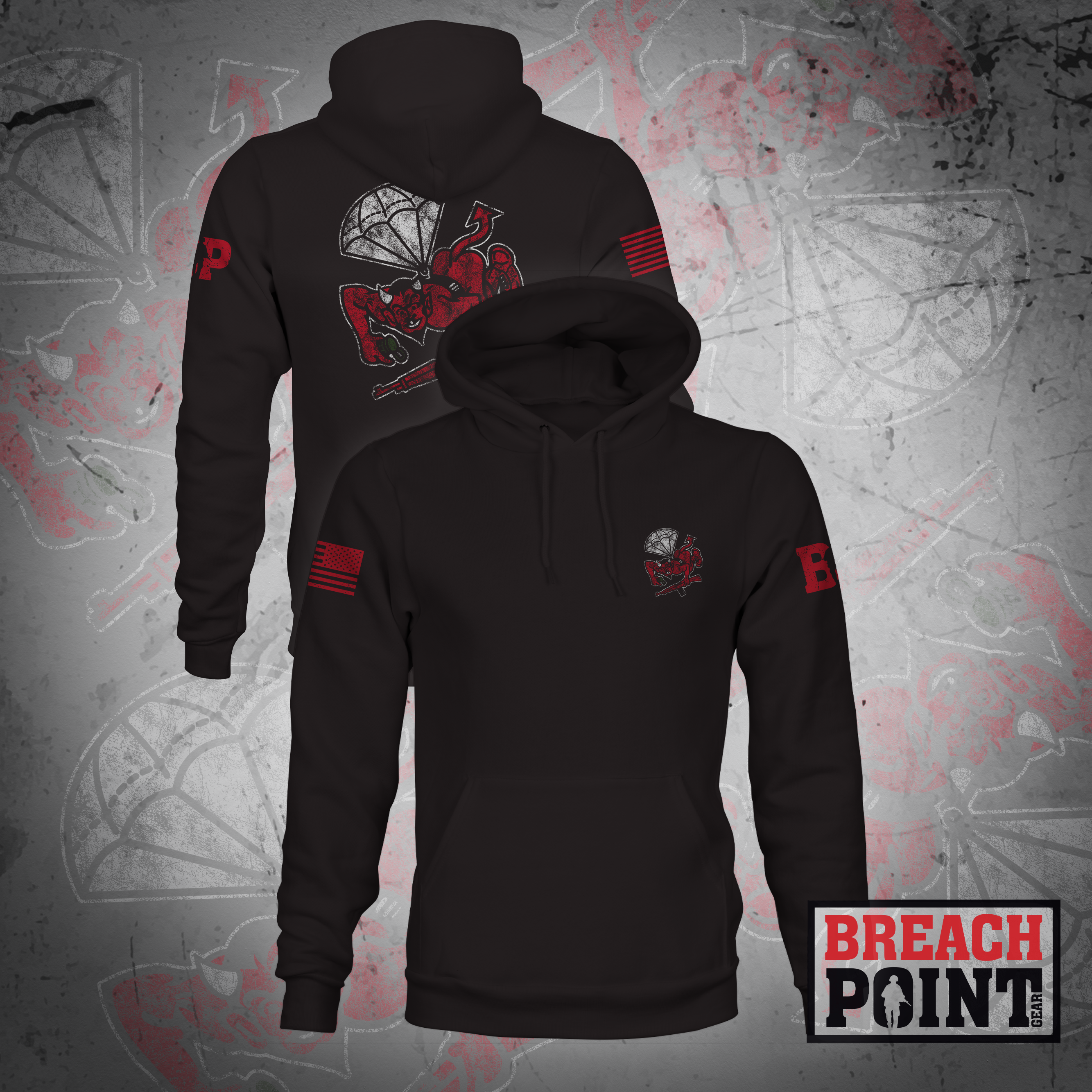 "RED DEVILS" 1-504th Parachute Infantry Regiment - Hoodie (A26_BP-2)