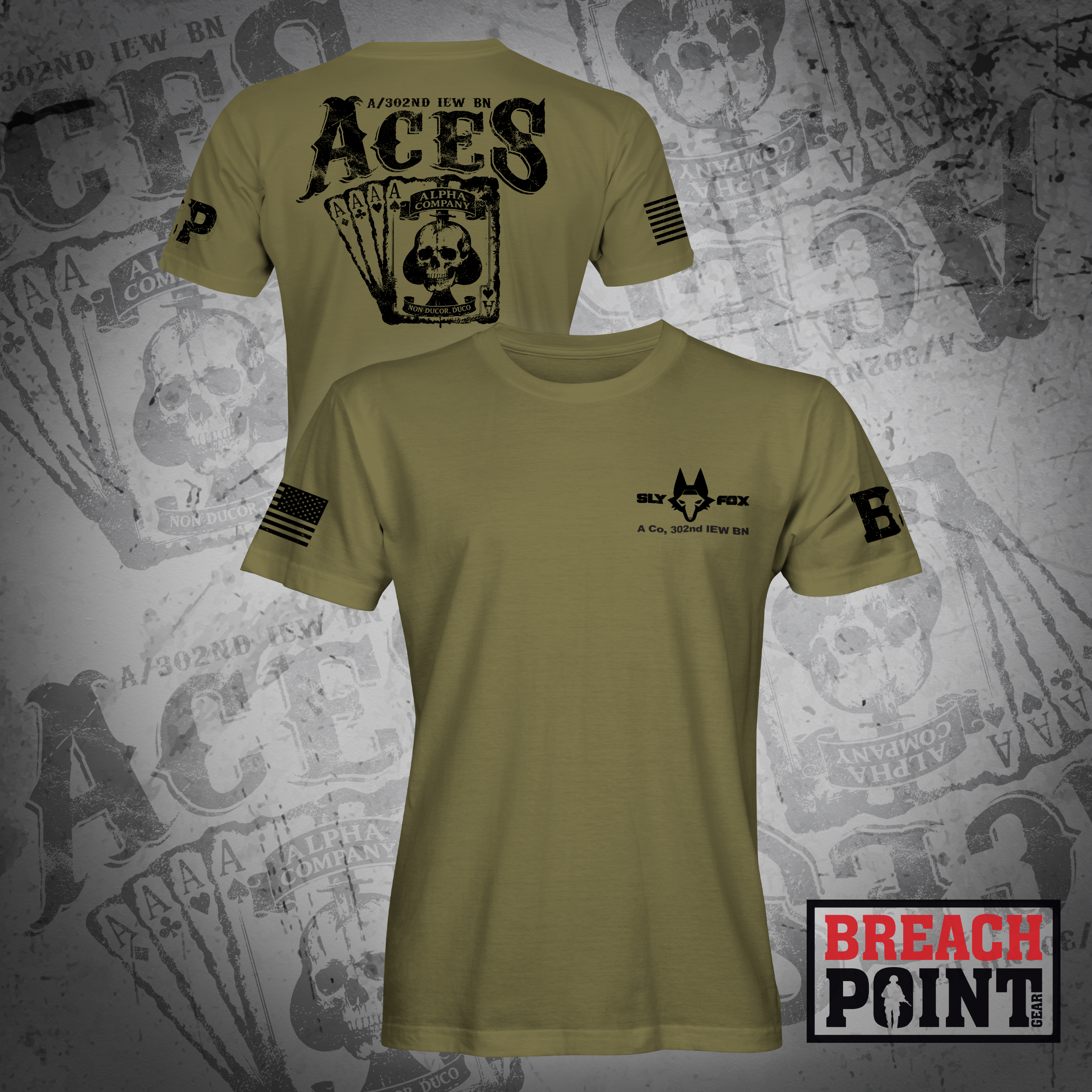 "ACES" A/302nd Intelligence and Electronic Warefare Battalion - Military Tee (B82-BP)