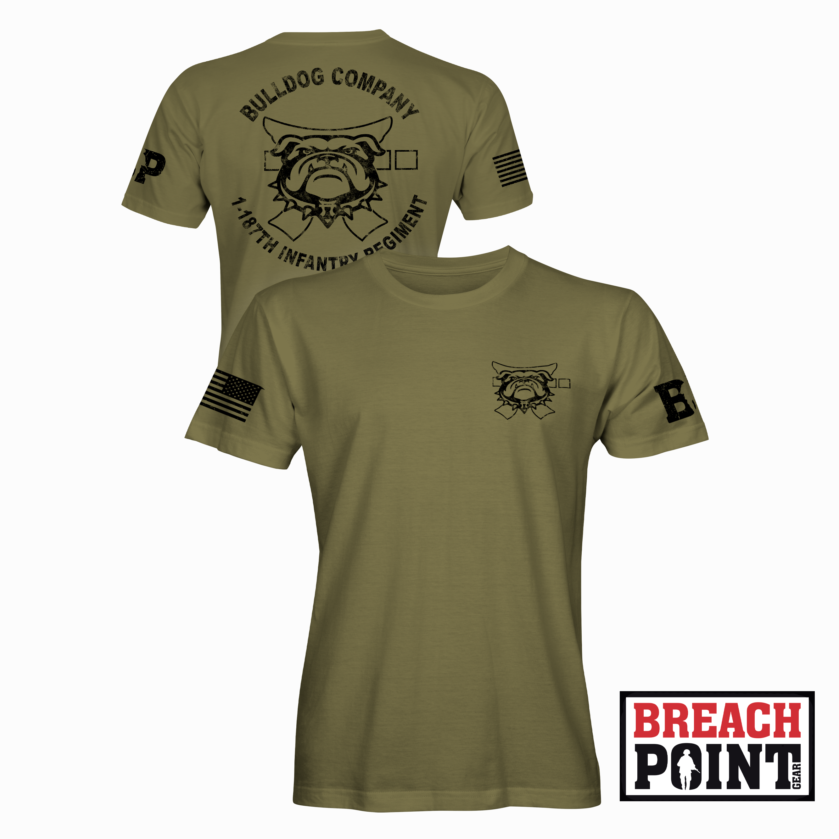 "BULLDOG" B/1-187th Infantry Regiment - Military Tee (B89-BP)