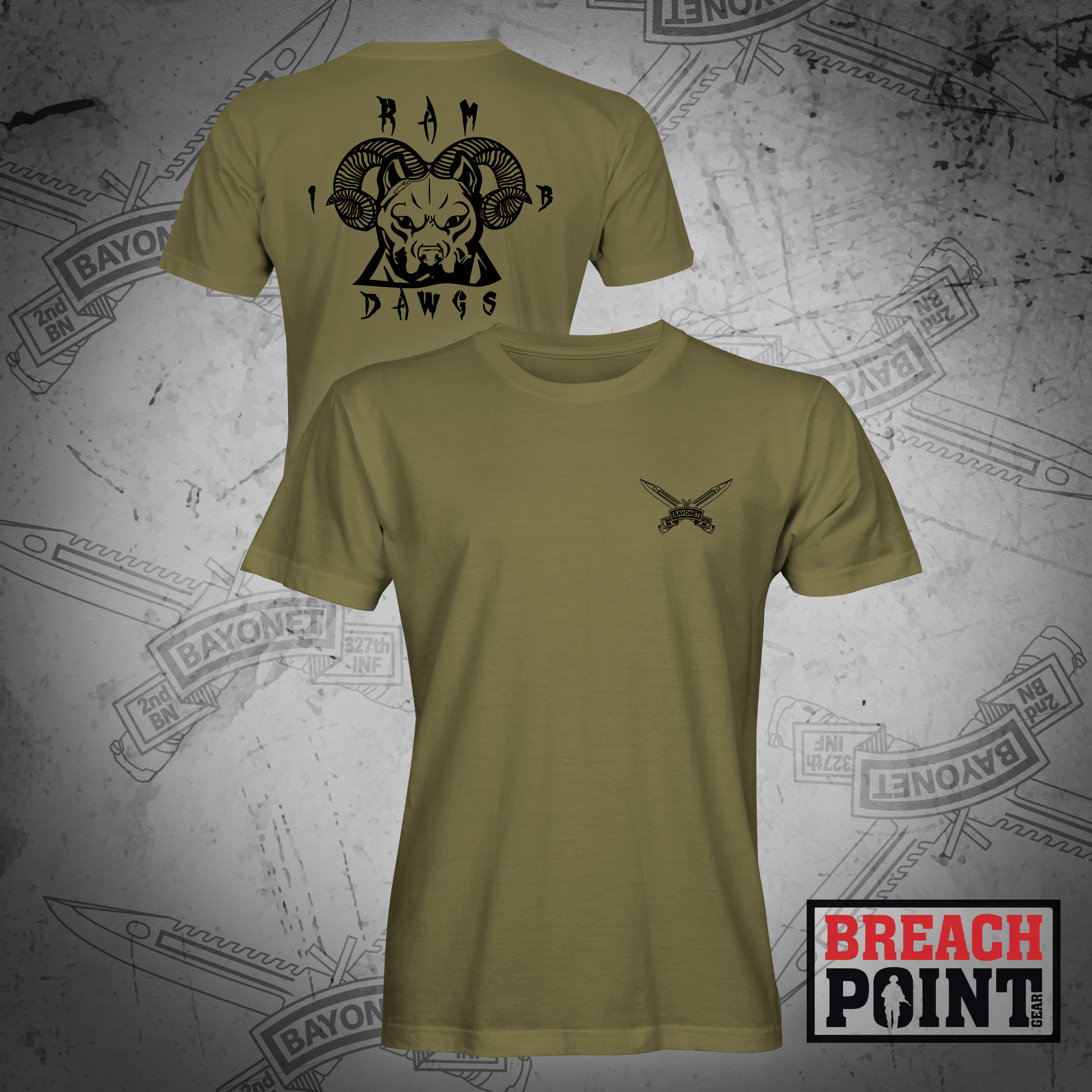 "RAM DAWGS" 1/B/2-327th Infantry Regiment - Military Tee (B79)