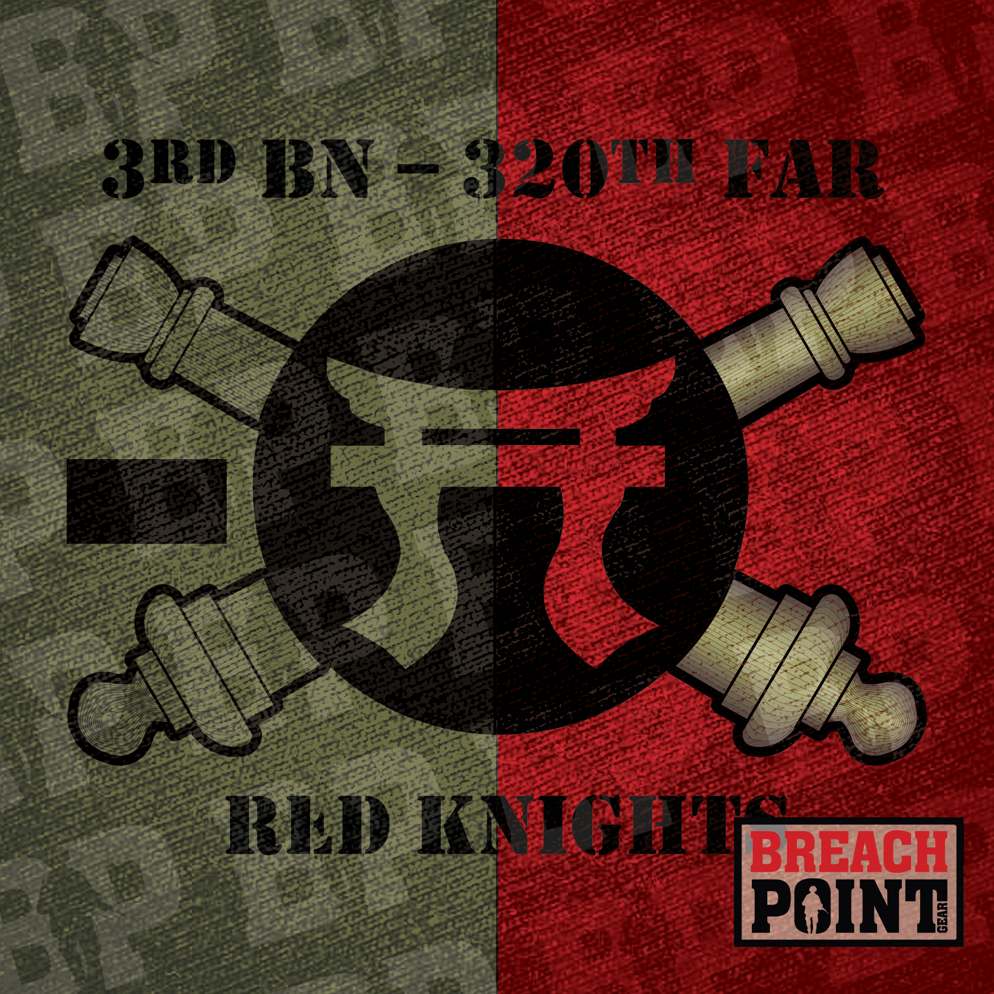 "RED KNIGHTS" 3-320th Field Artillery Regiment - T-Shirt (A04-3)