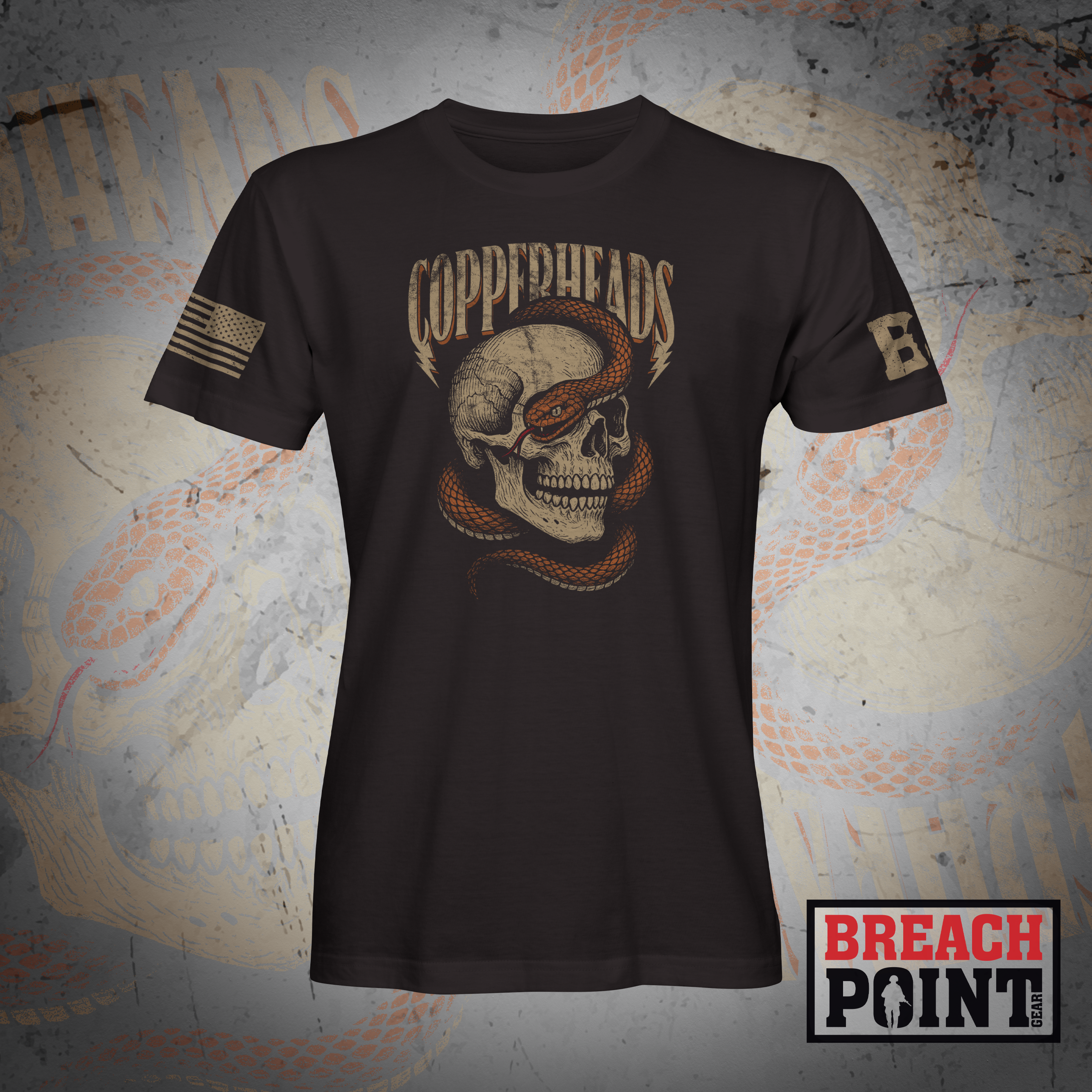 "COPPERHEADS" C/302nd Intelligence and Electronic Warefare Battalion - T-Shirt (B80-BP)