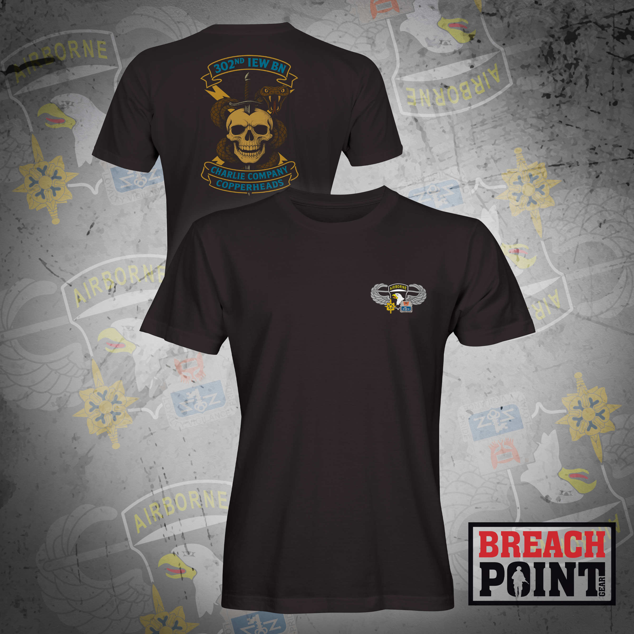 "COPPERHEADS" C/302nd Intelligence and Electronic Warefare Battalion - T-Shirt (B80)