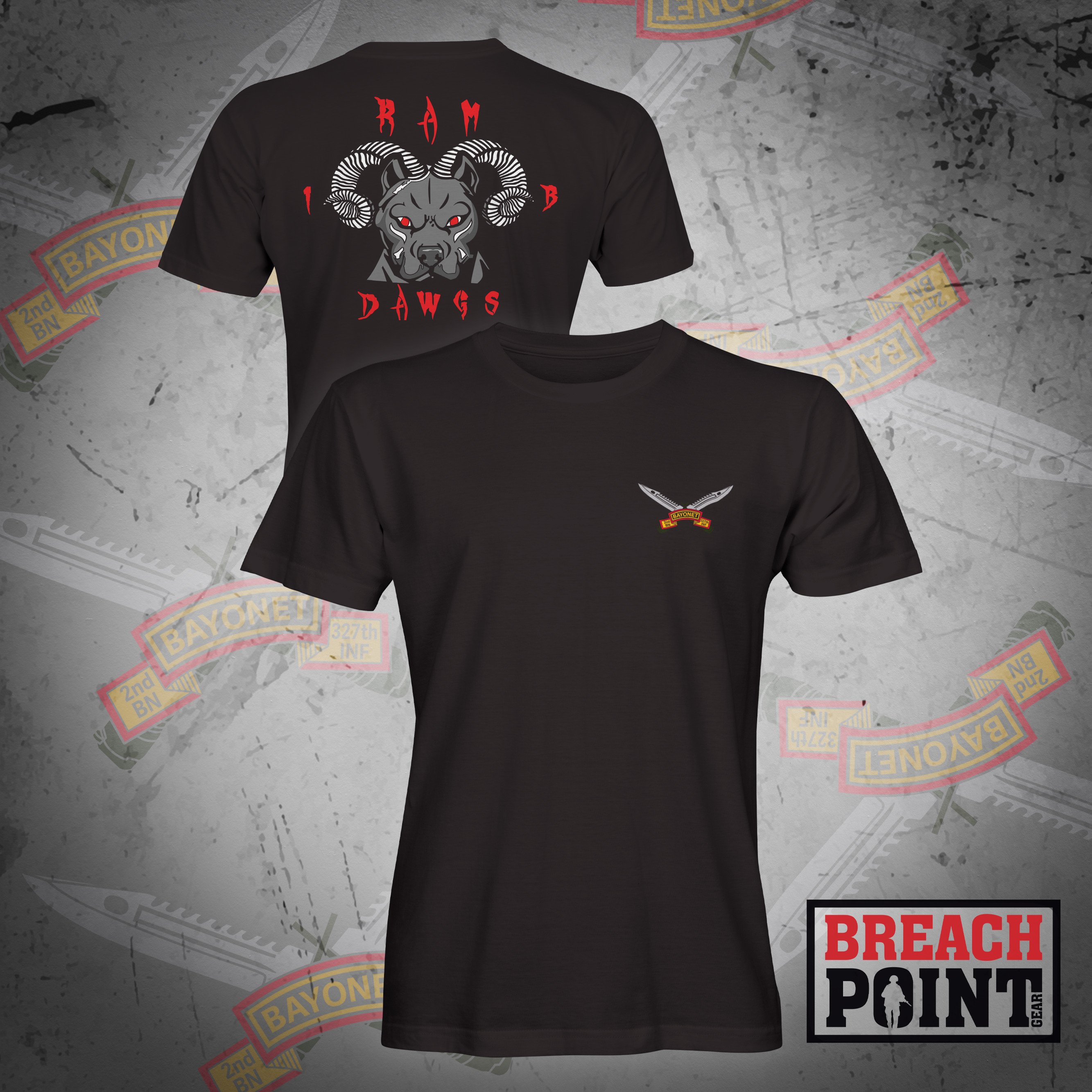 "RAM DAWGS" 1/B/2-327th Infantry Regiment - T-Shirt (B79)