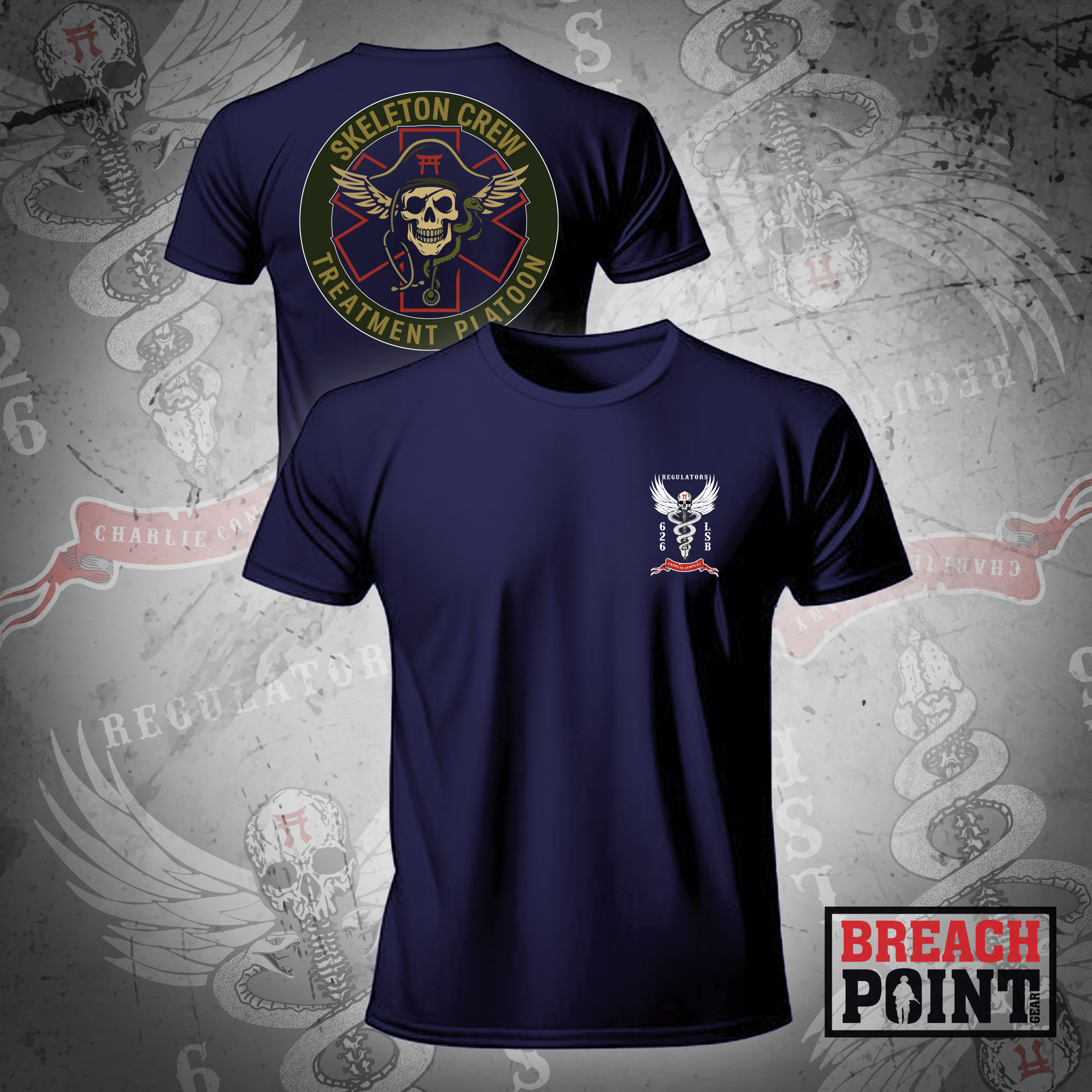 "SKELETON CREW" Treatment Platoon/C/626th Light Support Battalion - T-Shirt (1)