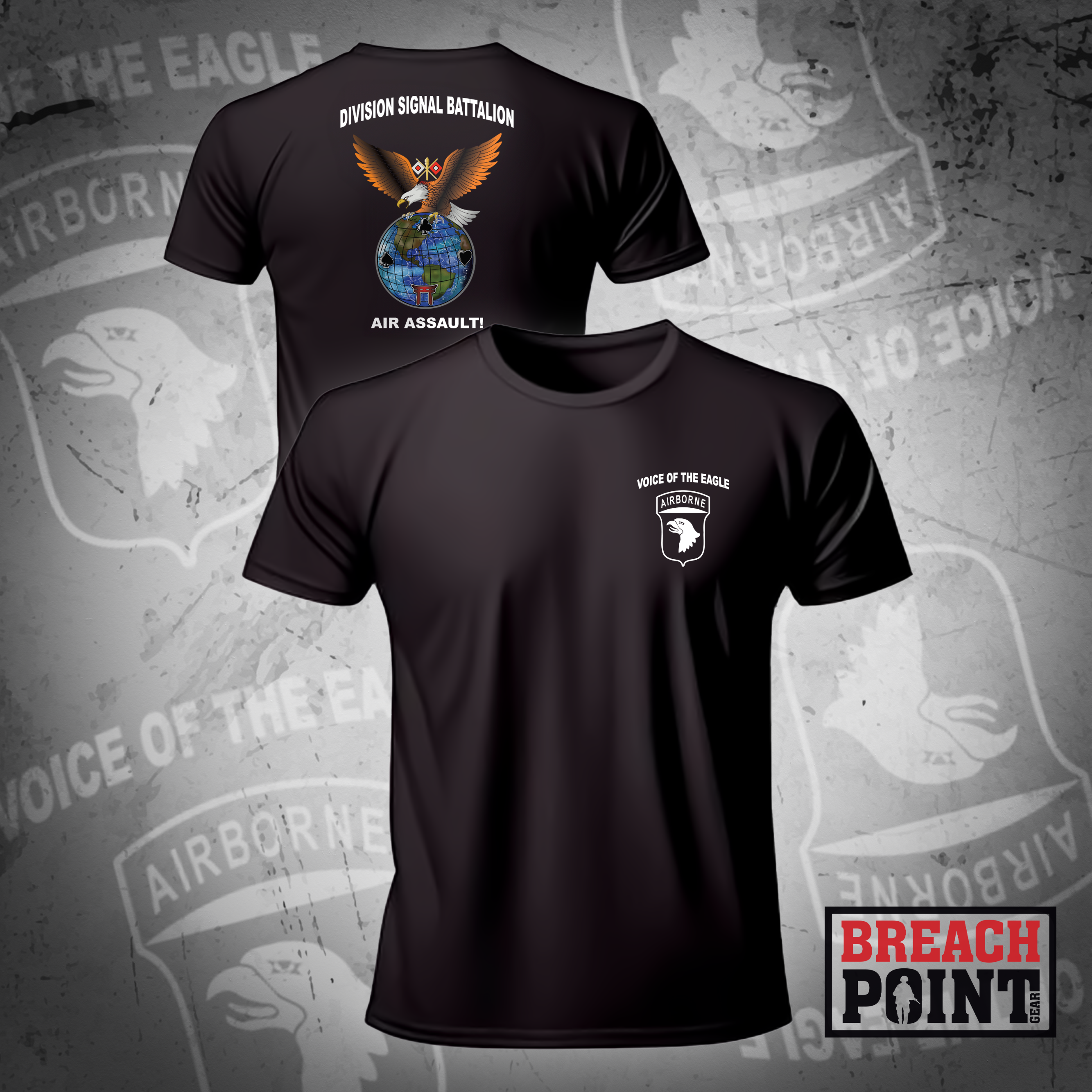 "VOICE OF THE EAGLE" 101st Division, Signal Battalion - T-Shirt
