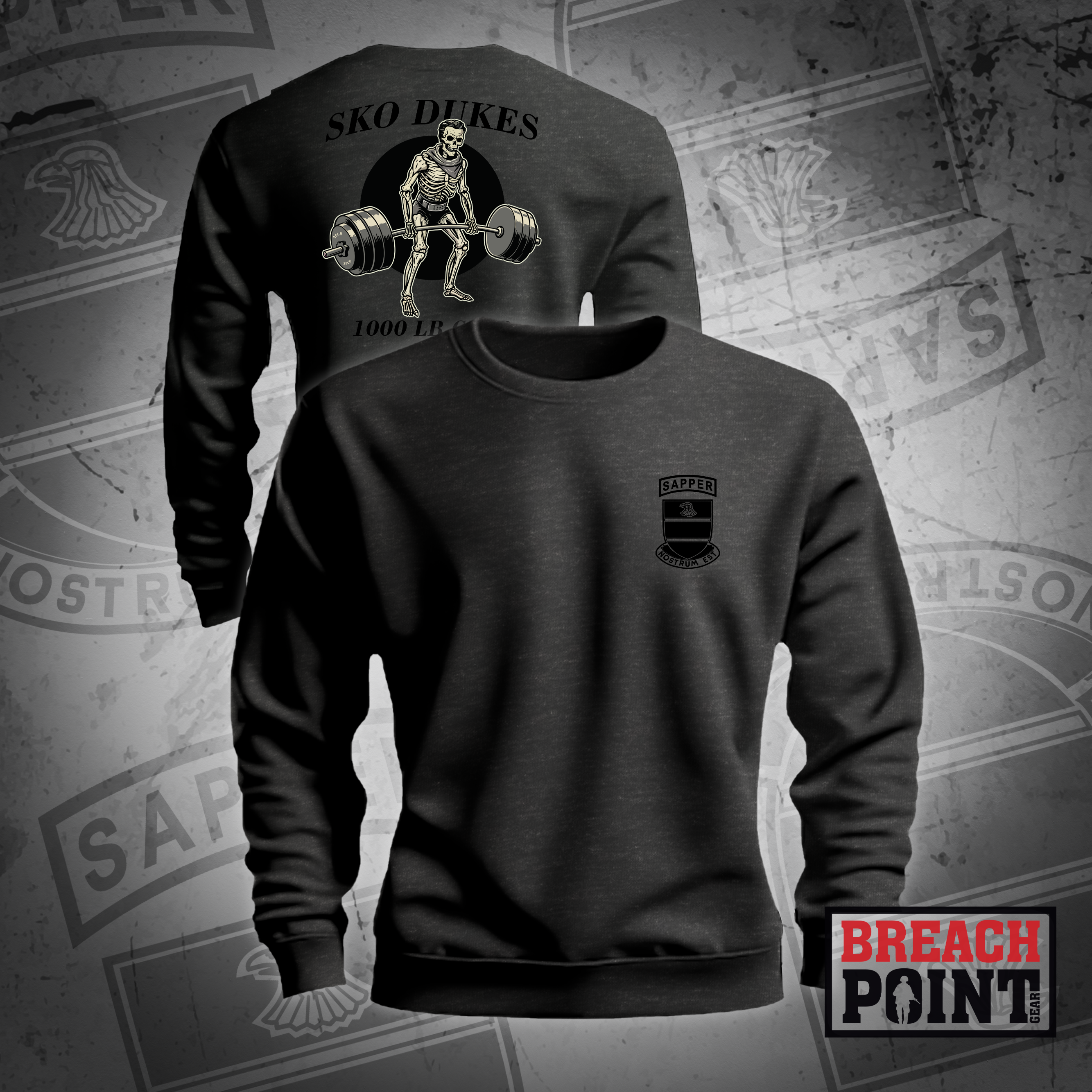 "DUKE" B/326th Division Engineer Brigade - Sweatshirt (1000lb)