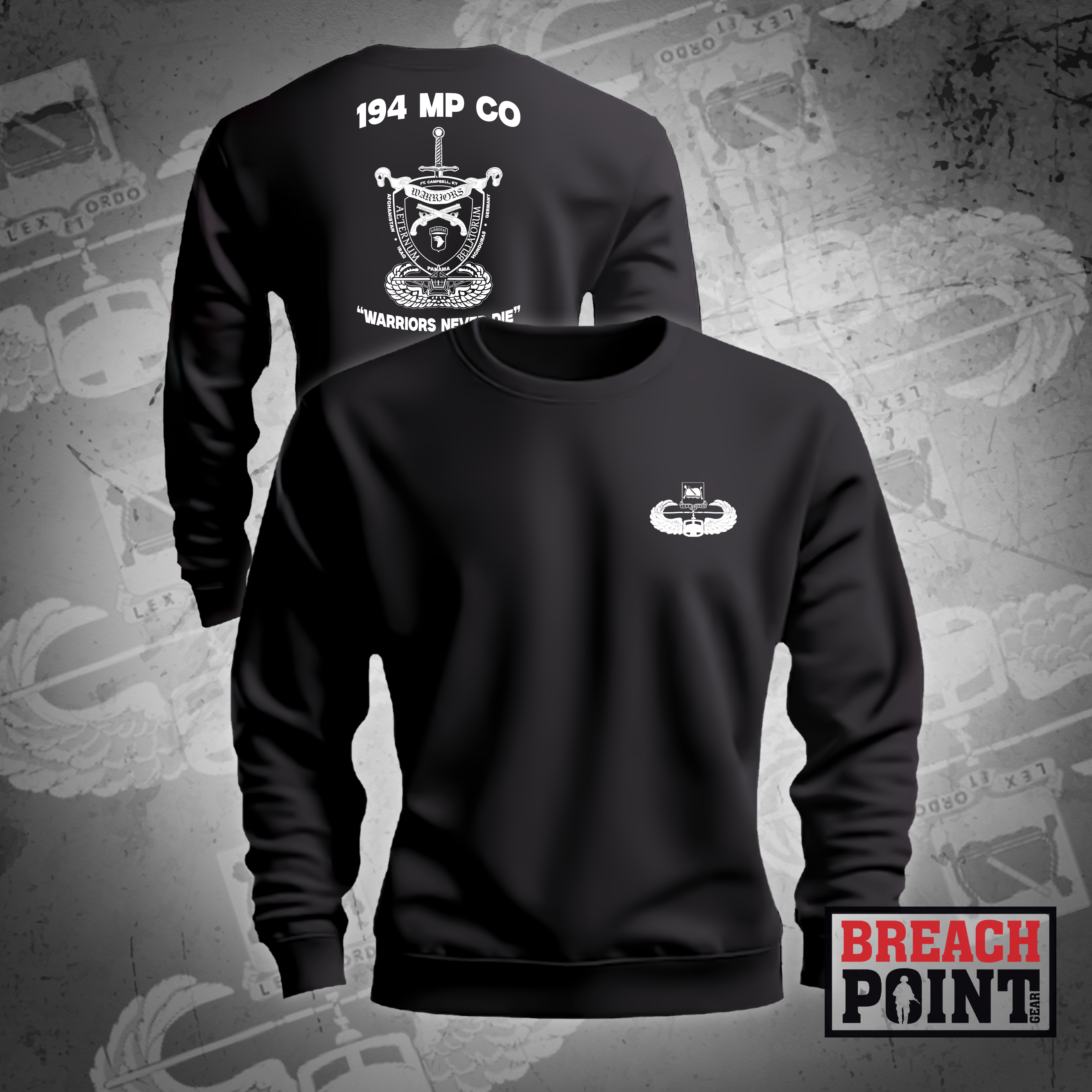 "WARRIORS" 194th Military Police Company - Sweatshirt (White)