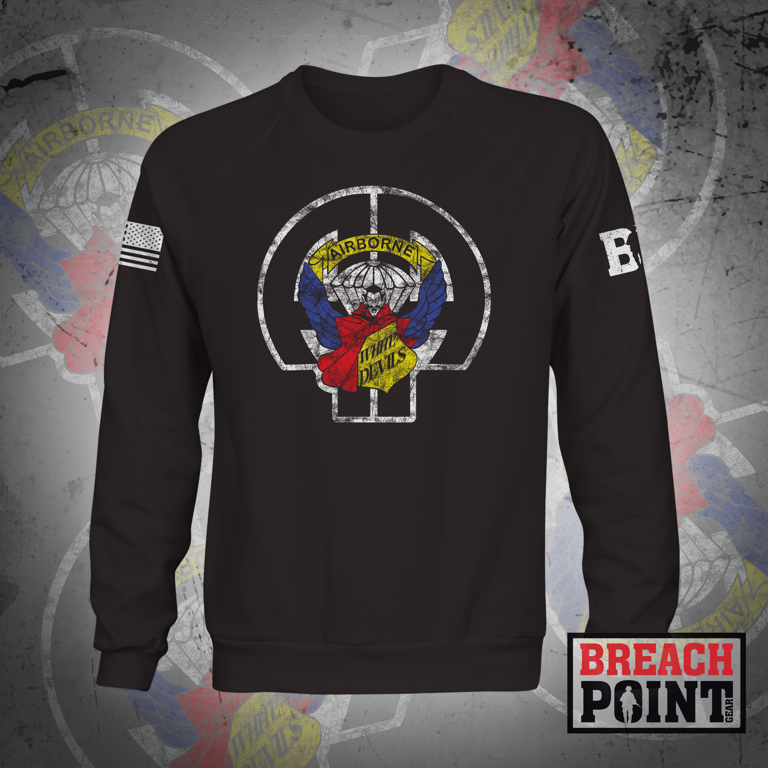 "WHITE DEVILS" 2-504th Parachute Infantry Regiment - Sweatshirt (A27_BP-1)