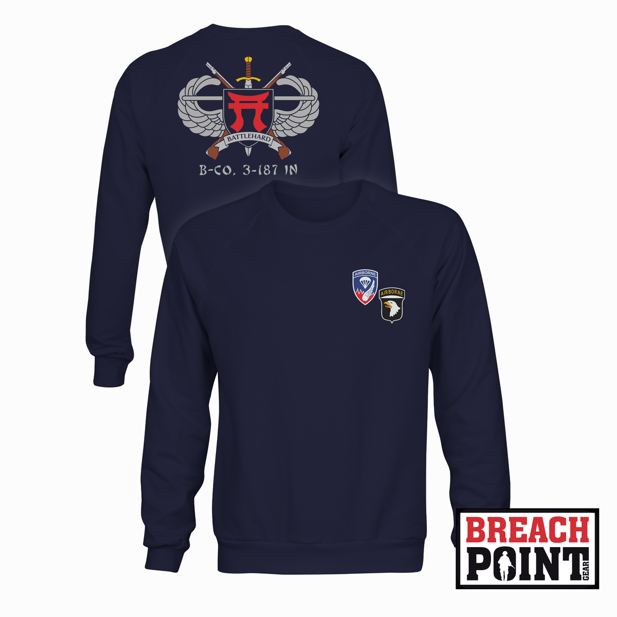 "BATTLEHARD" B/3-187th Infantry Regiment - Sweatshirt (B151)