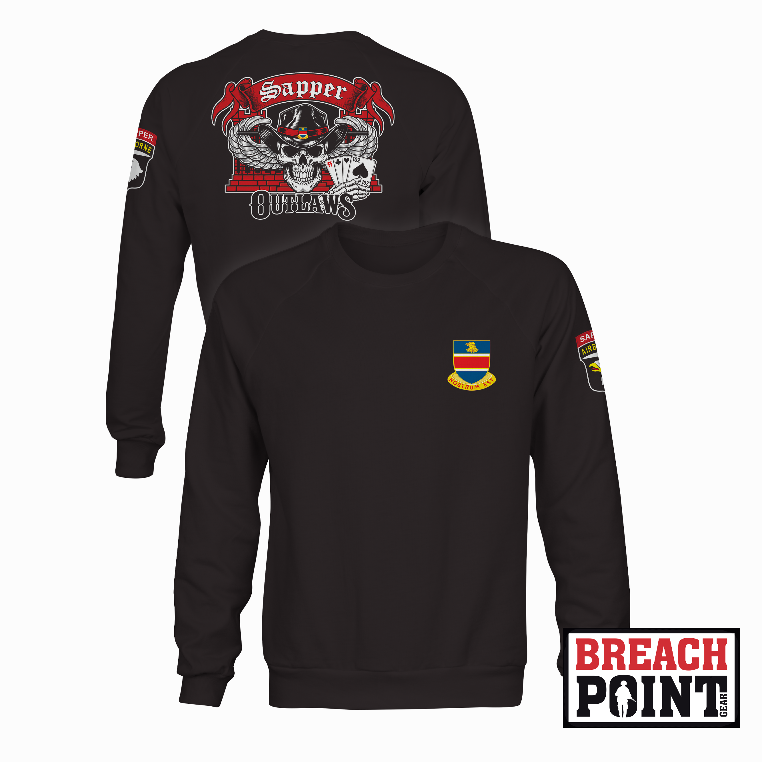 "OUTLAWS" 102nd CEC-I/326th Division Engineer Battalion - Sweatshirt (B161-2)