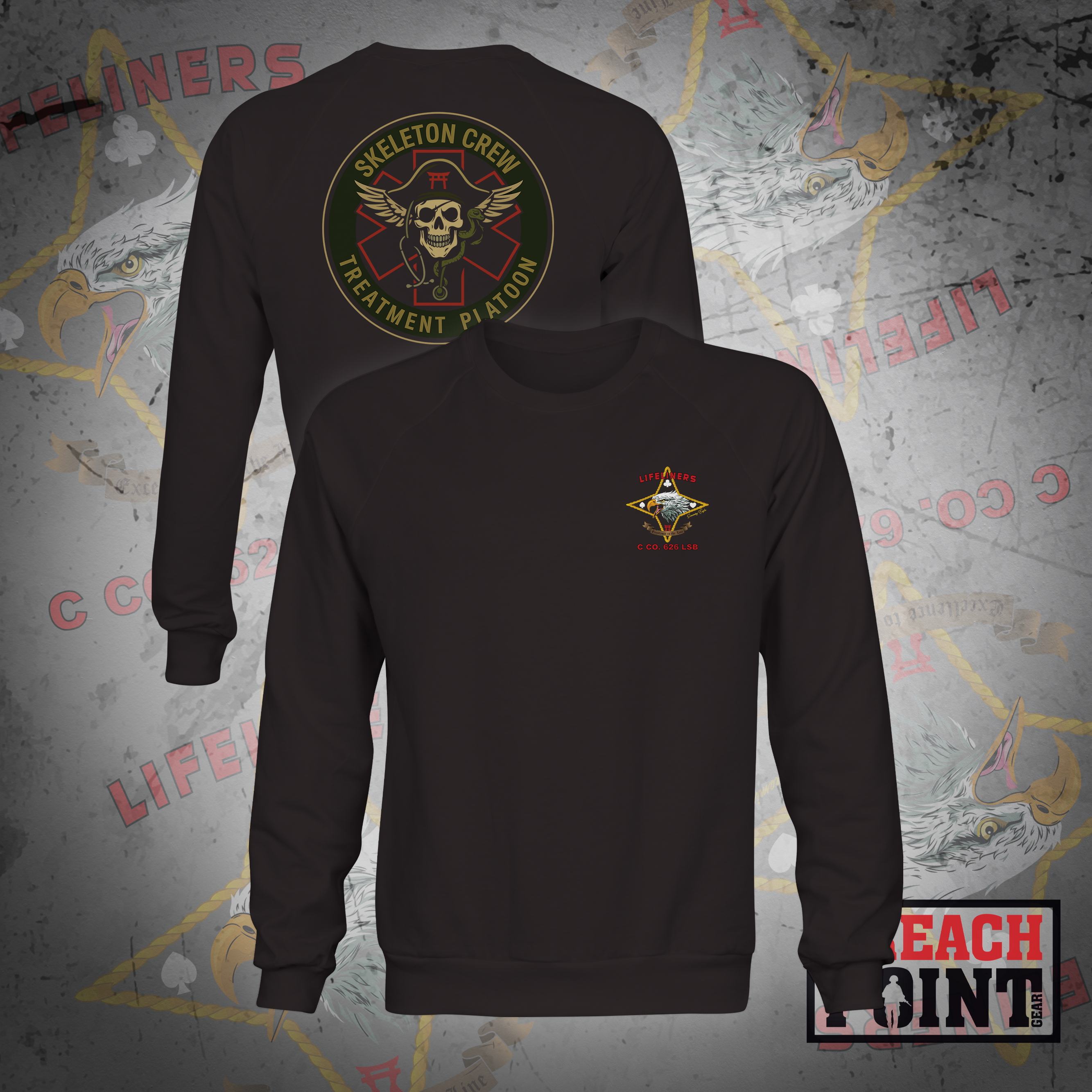 "SKELETON CREW" Treatment Platoon/C/626th Light Support Battalion - Sweatshirt (1)