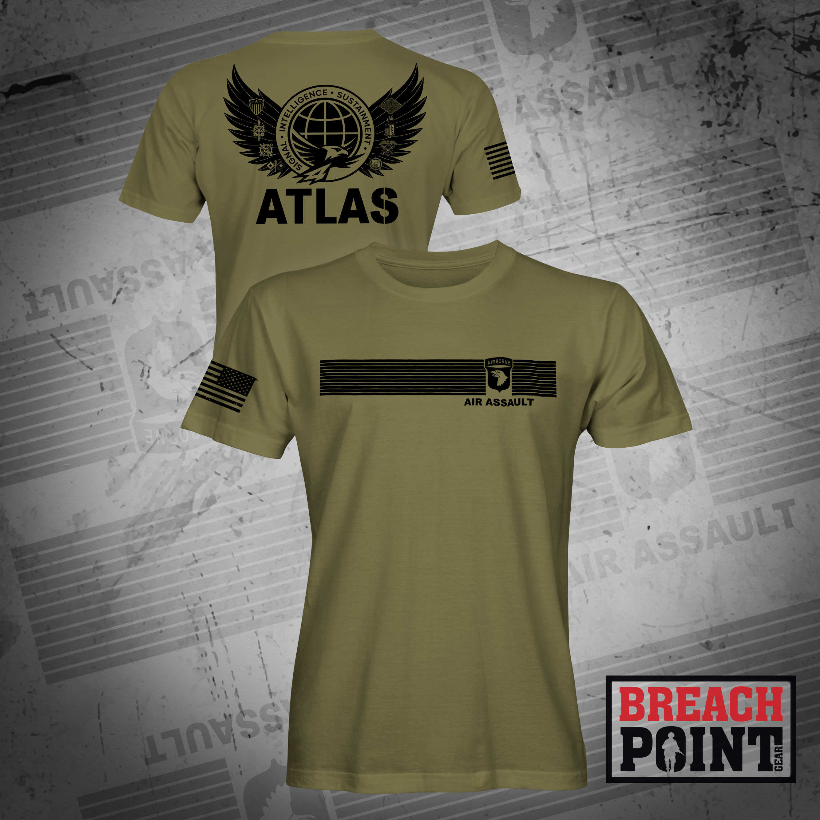"ATLAS" SIS/Headquarters and Headquarters Battalion, 101st Airborne Division - Military Tee (B86-1)