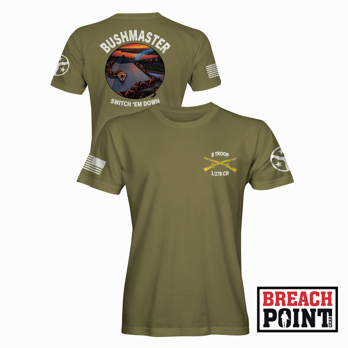 "BUSHMASTER" B/1-278th Cavalry Regiment - Military Tee (B176-3)