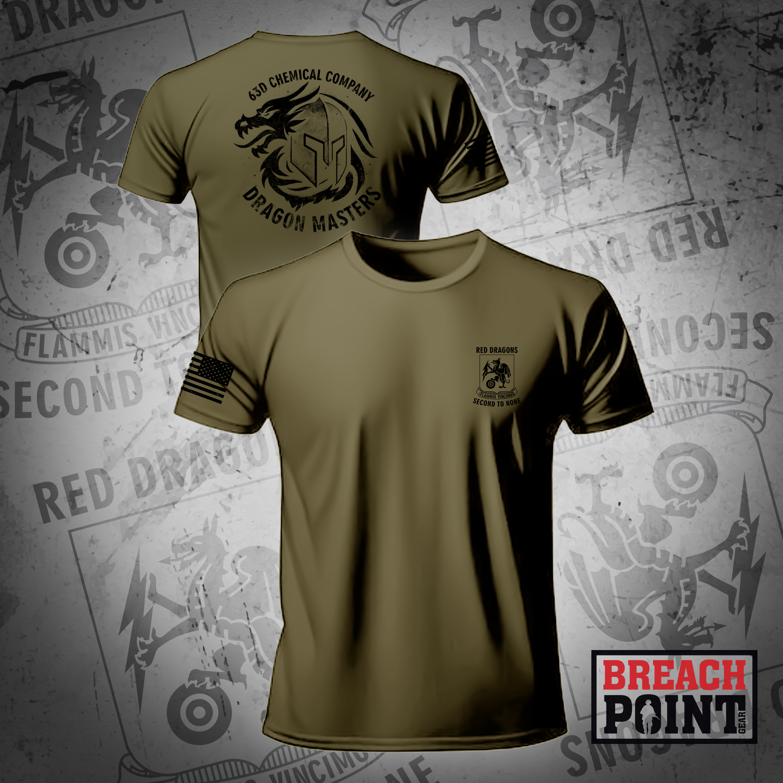 "DRAGON MASTERS" 63D Chemical Company - Military Tee (1)