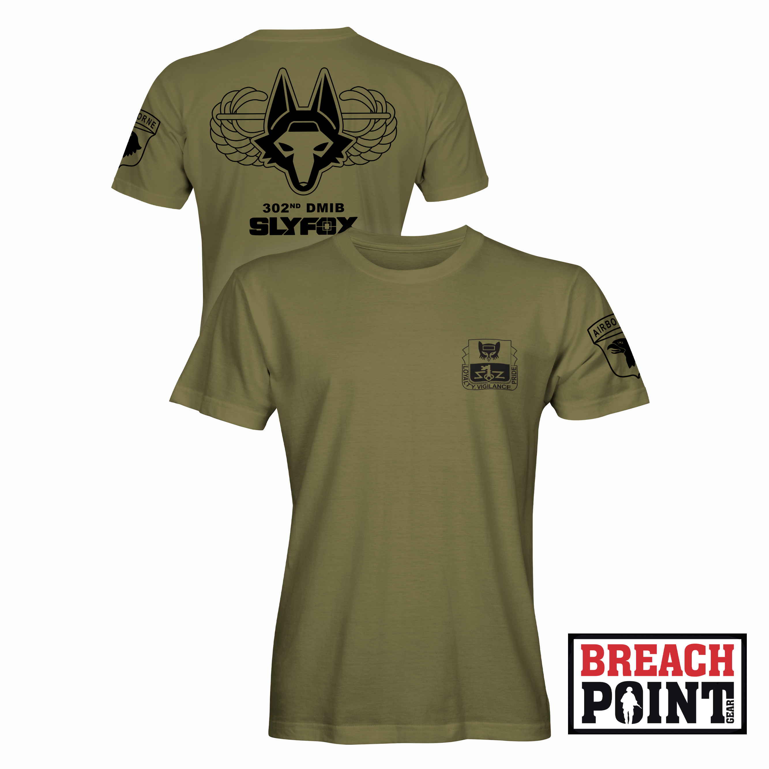 "SLY FOX" 302nd Intelligence and Electronic Warfare Battalion - Military Tee (B74-2)