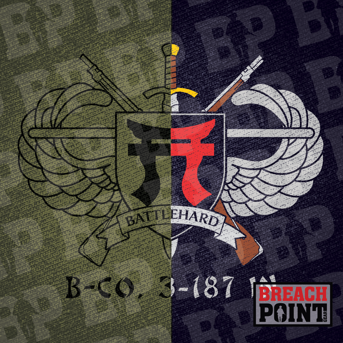 "BATTLEHARD" B/3-187th Infantry Regiment - Hoodie (B151)