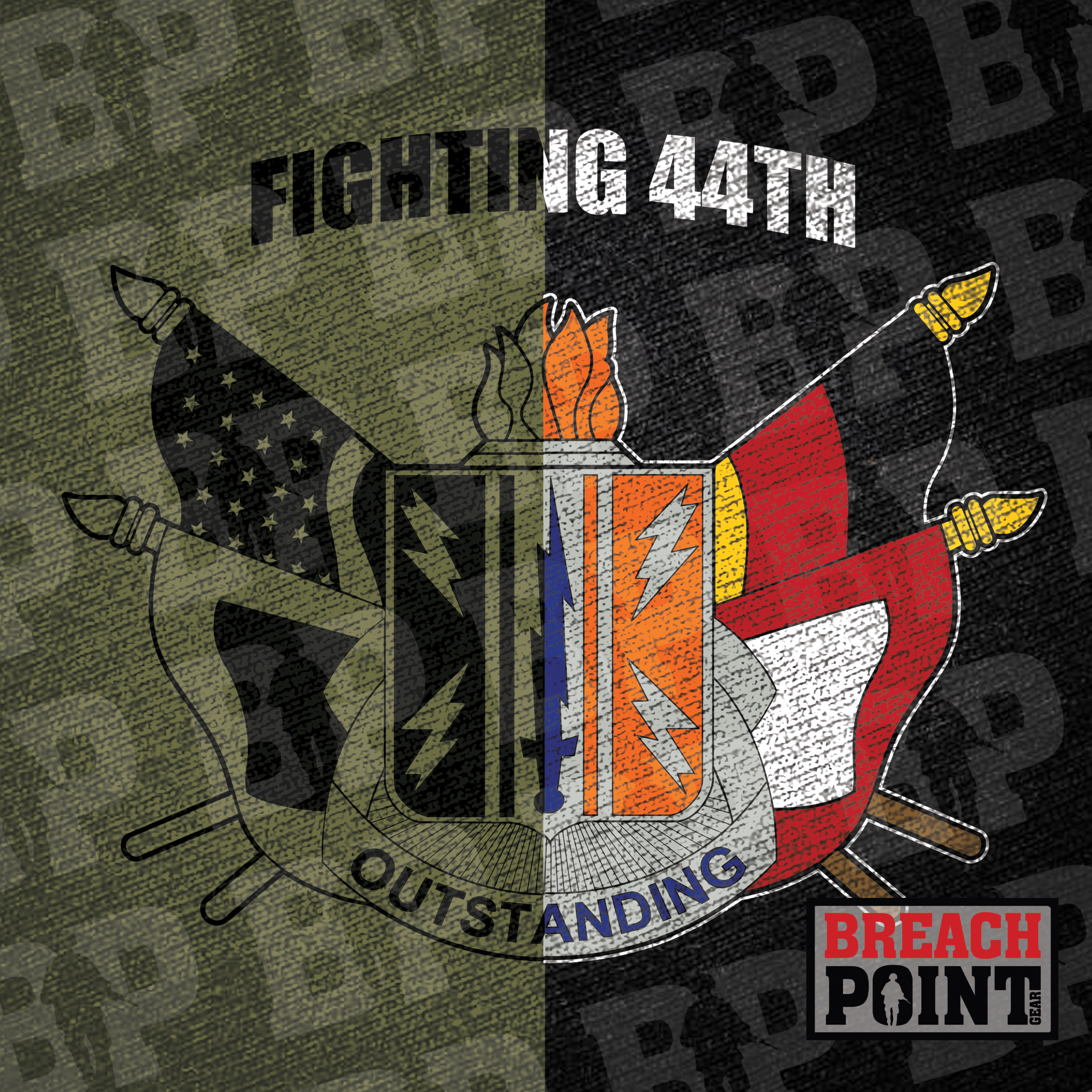 "FIGHTING 44TH" 44th Expeditionary Signal Battalion-Enhanced - Polo (A37-3)