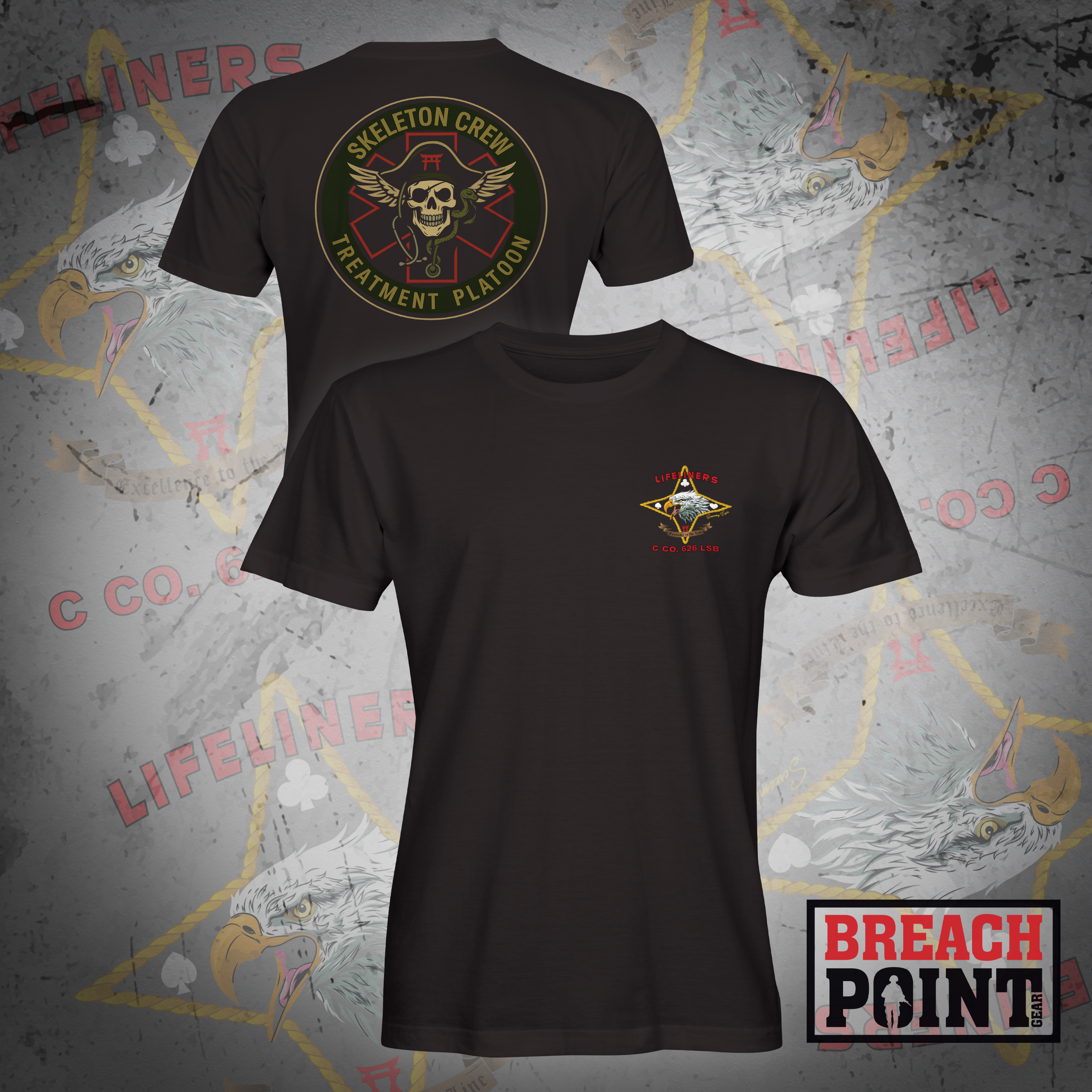 "SKELETON CREW" Treatment Platoon/C/626th Light Support Battalion - T-Shirt (1)