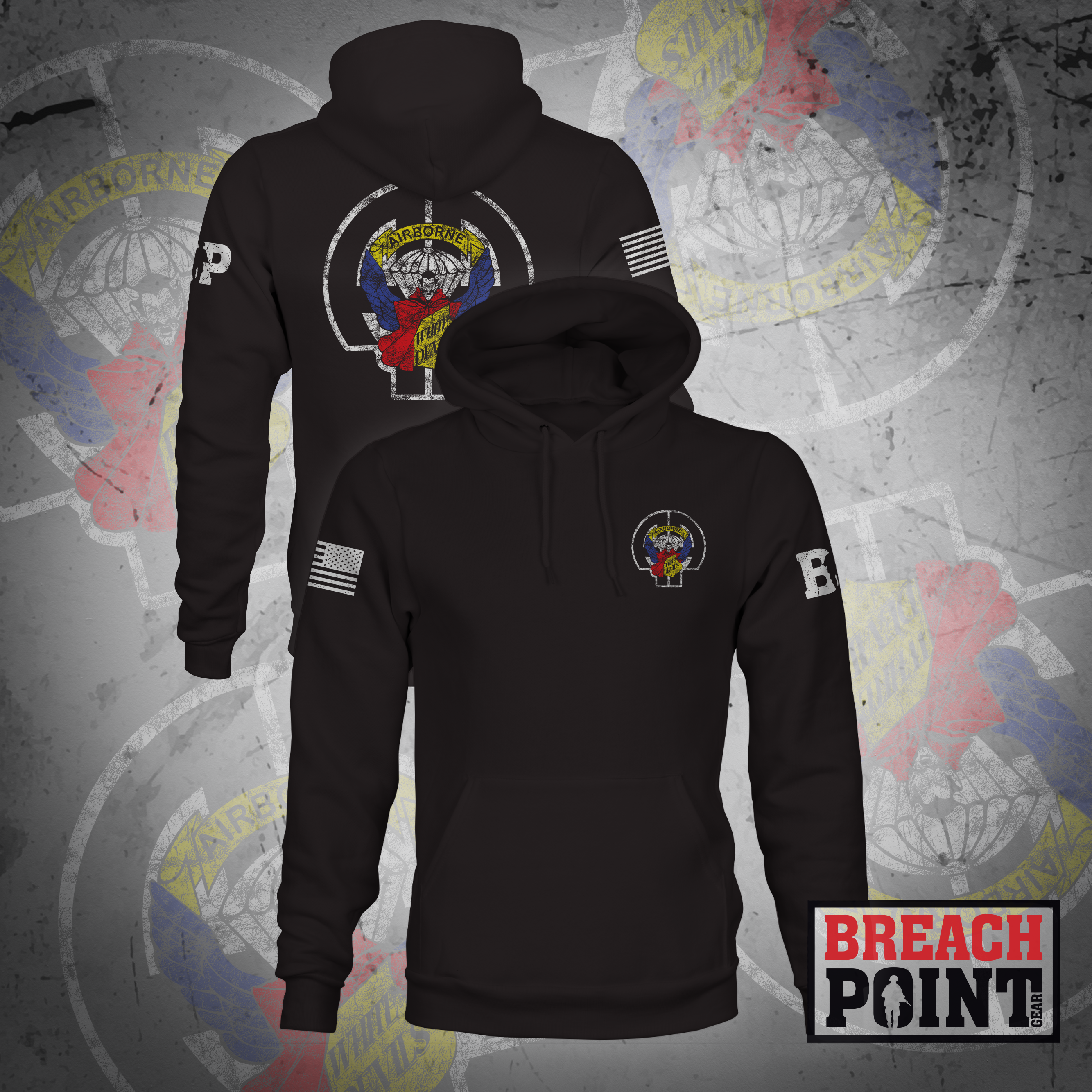 "WHITE DEVILS" 2-504th Parachute Infantry Regiment - Hoodie (A27_BP-1)