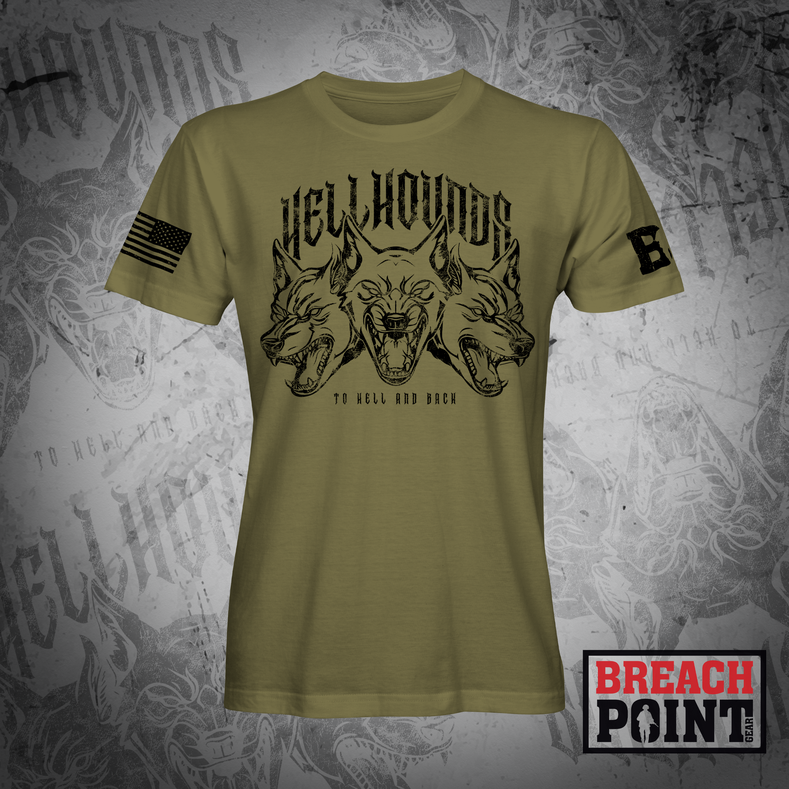 "HELLHOUNDS" HHC/302nd Intelligence and Electronic Warefare Battalion - Military Tee (B85-BP)