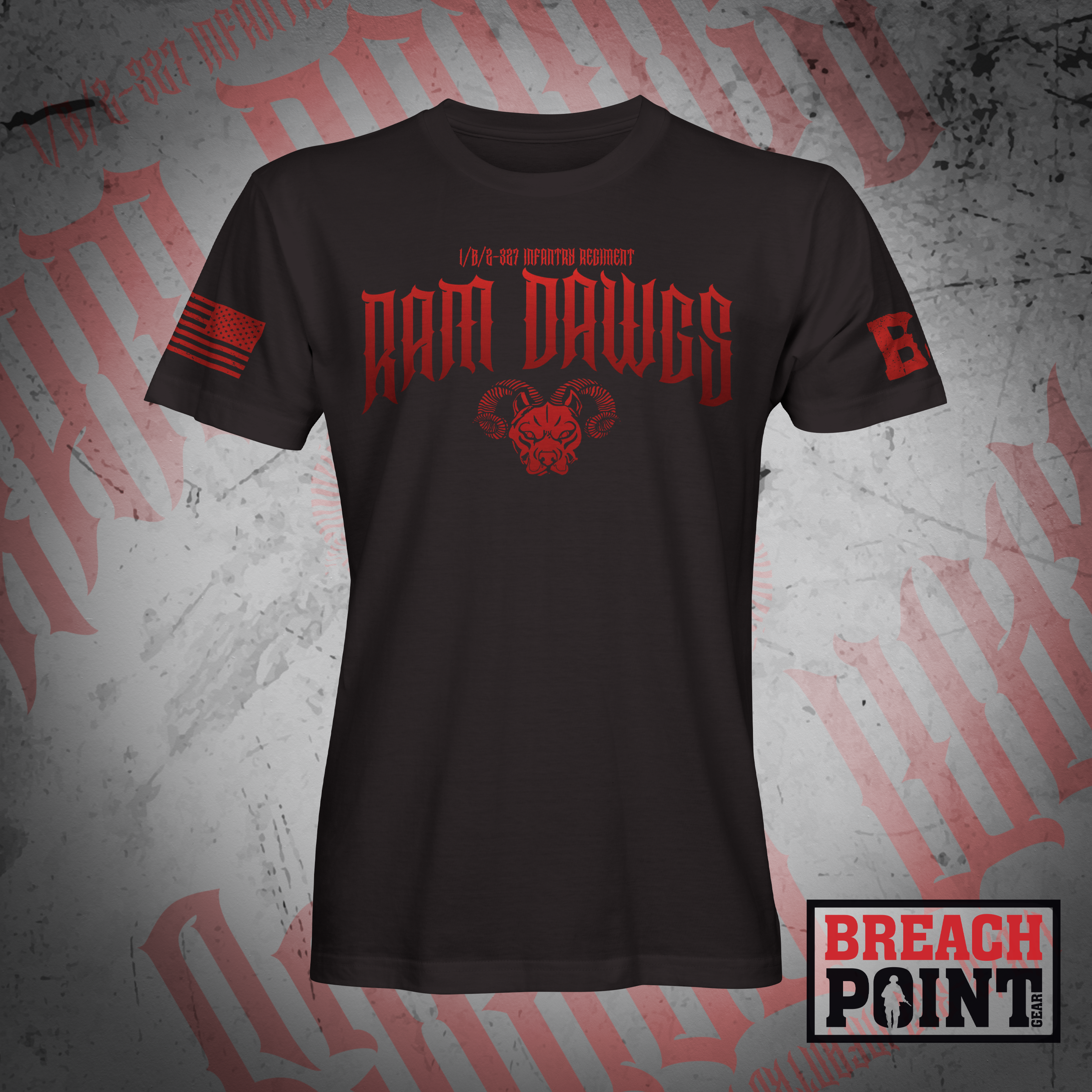 "RAM DAWGS" 1/B/2-327th Infantry Regiment - T-Shirt (B79_BP)