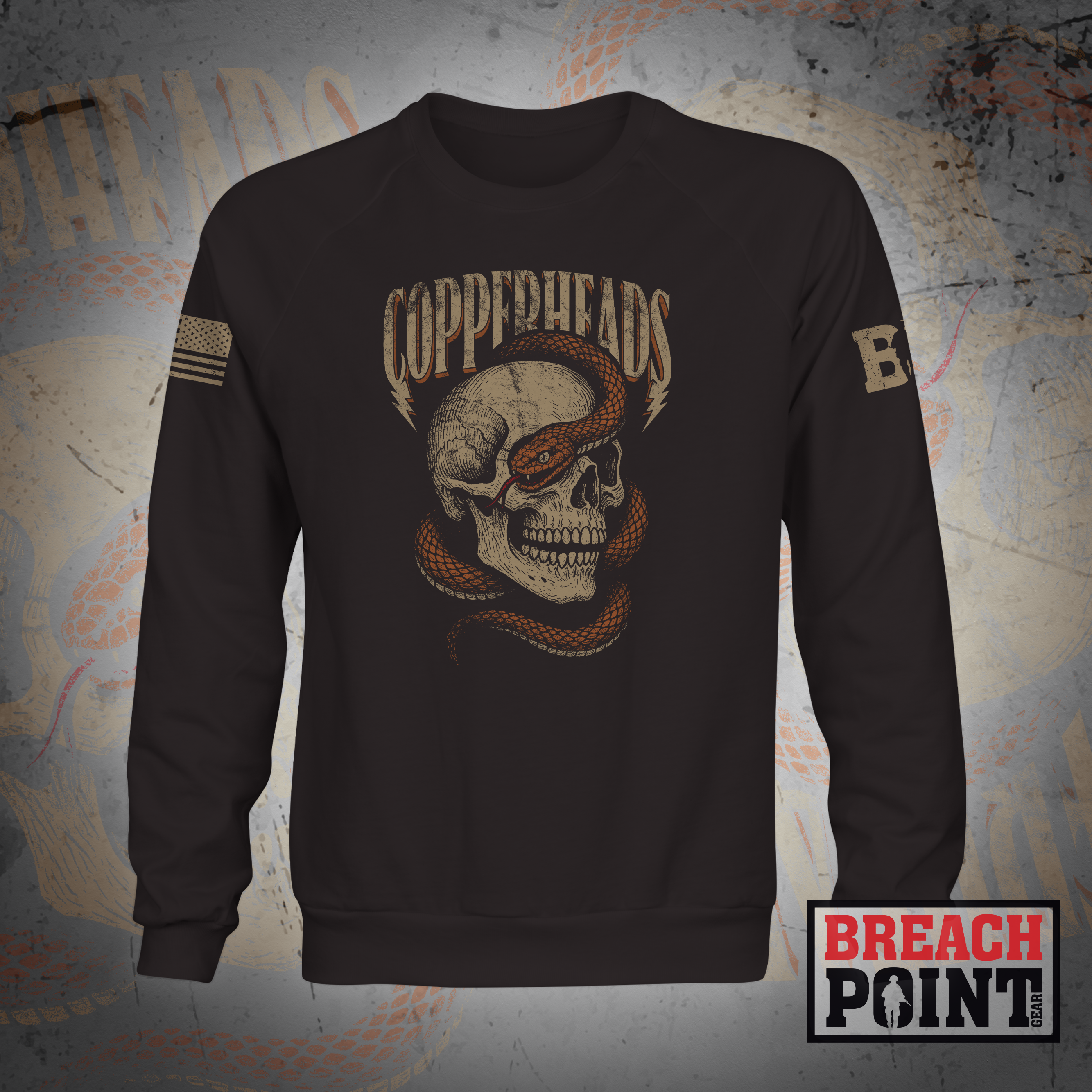 "COPPERHEADS" C/302nd Intelligence and Electronic Warefare Battalion - Sweatshirt (B80-BP)