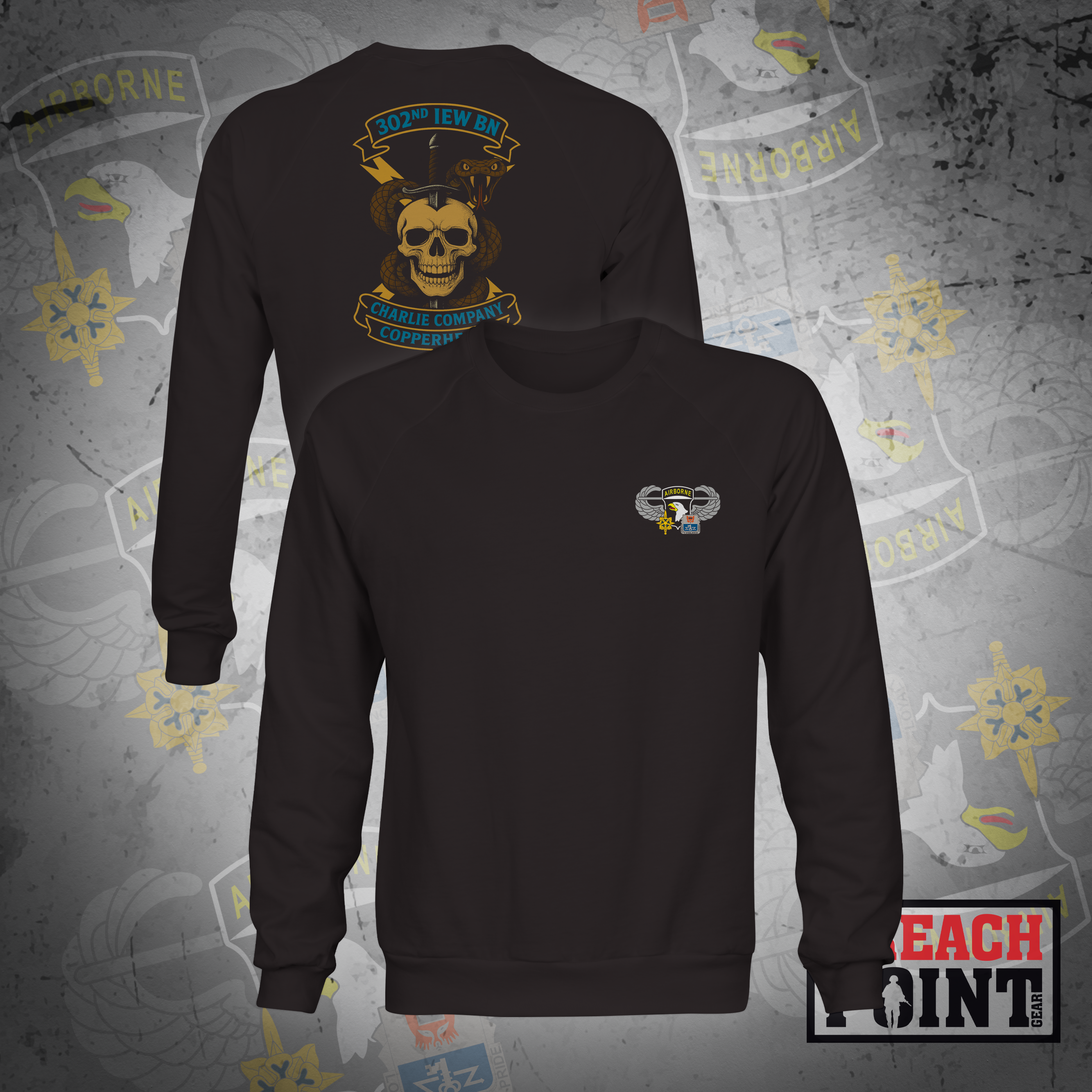 "COPPERHEADS" C/302nd Intelligence and Electronic Warefare Battalion - Sweatshirt (B80)