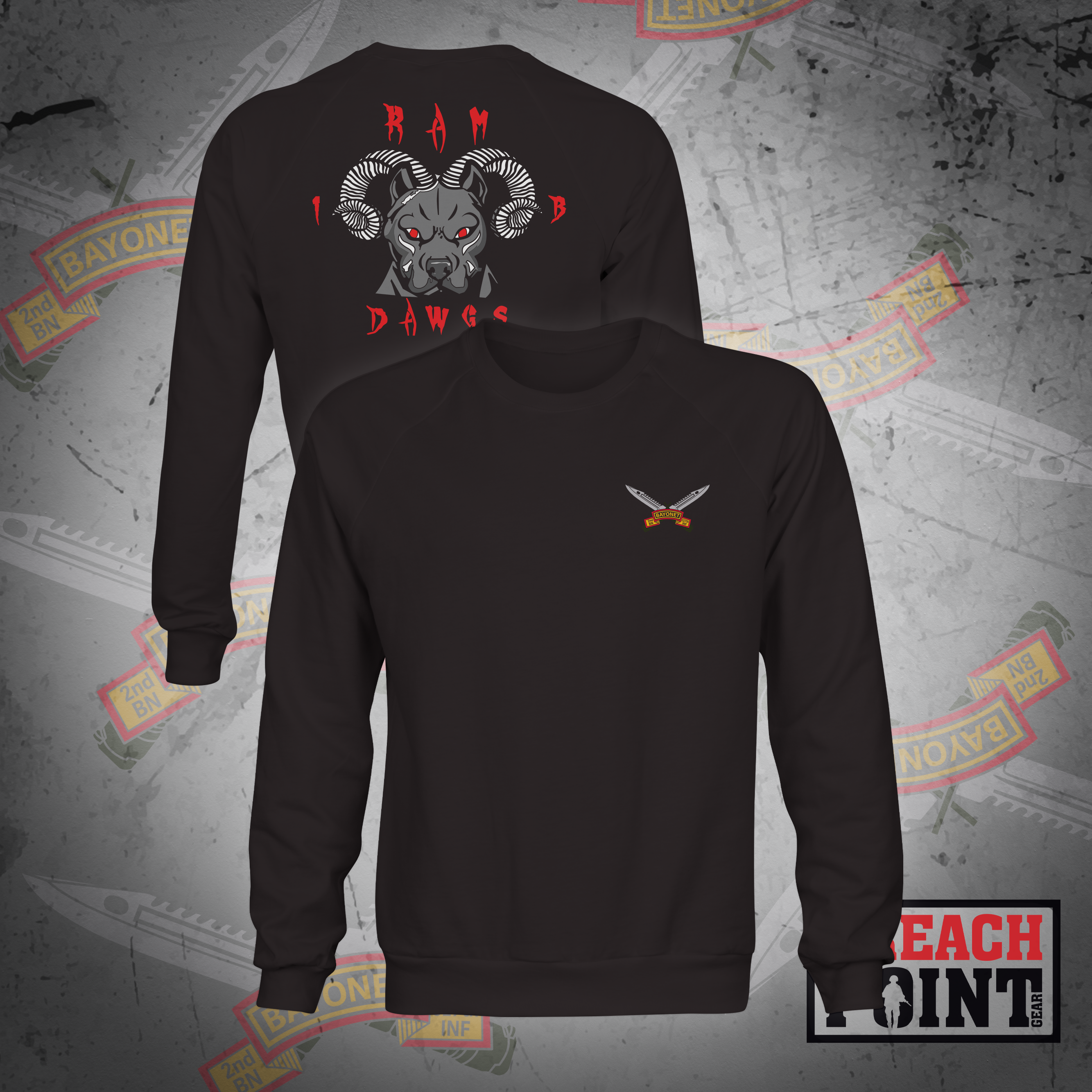 "RAM DAWGS" 1/B/2-327th Infantry Regiment - Sweatshirt (B79)