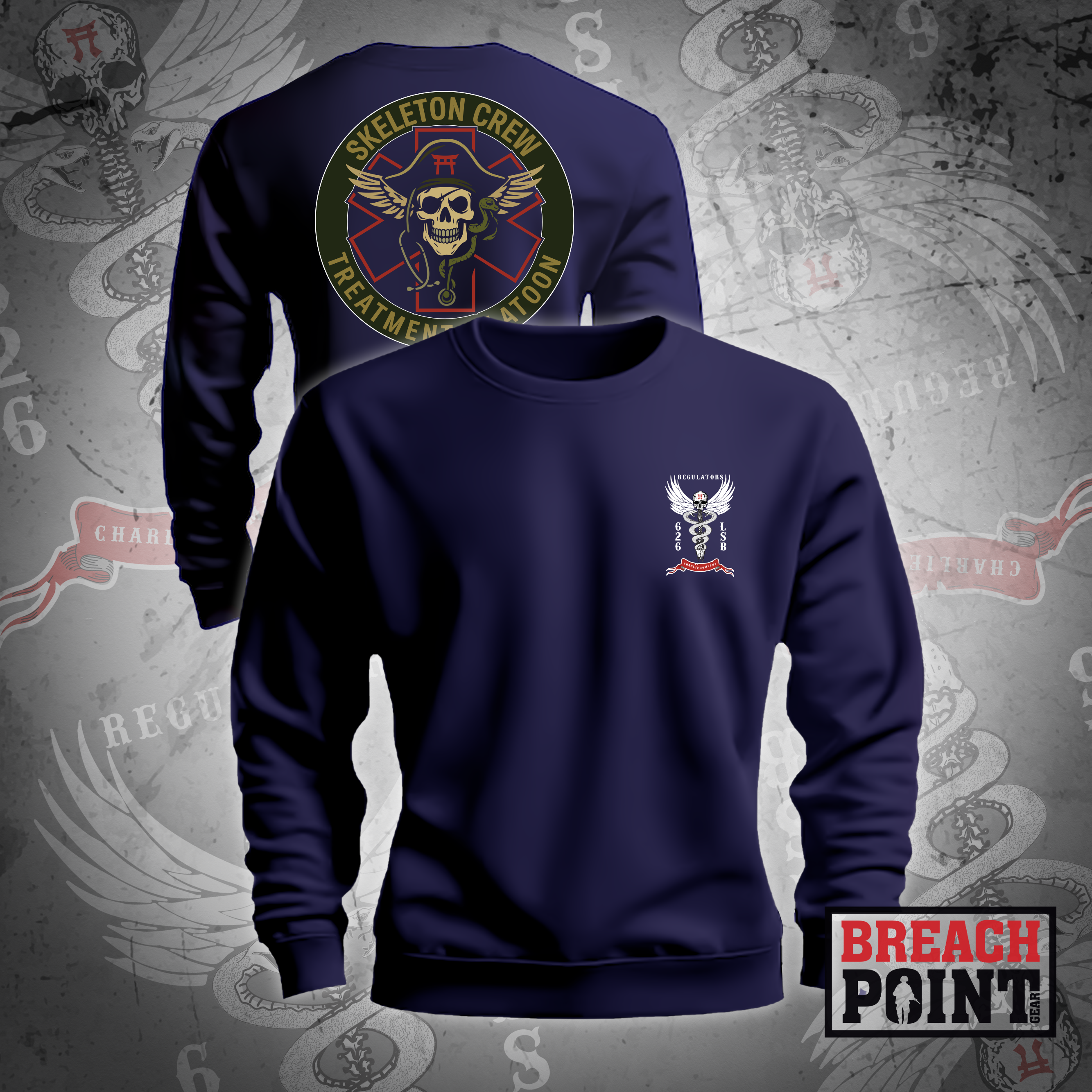 "SKELETON CREW" Treatment Platoon/C/626th Light Support Battalion - Sweatshirt (1)