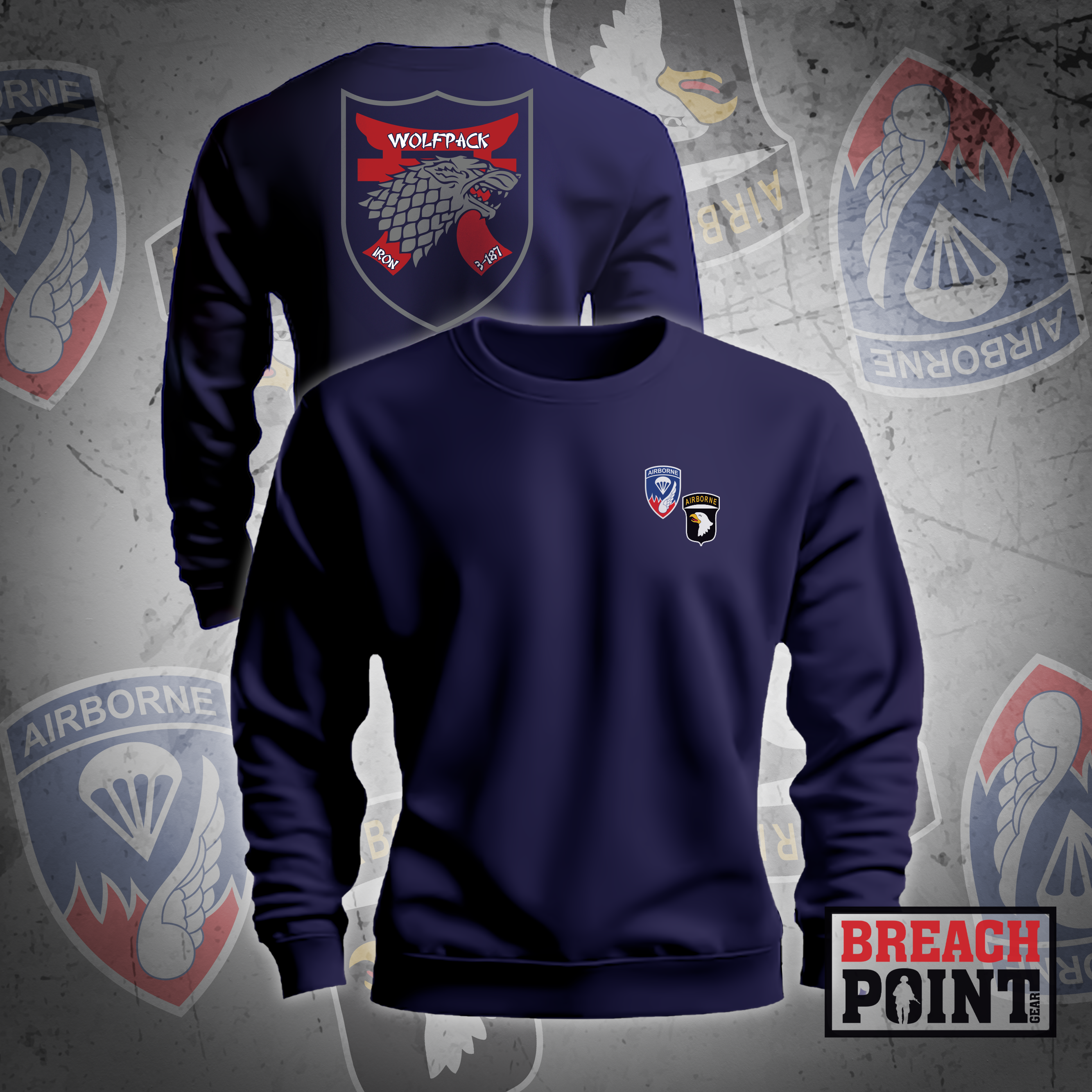"WOLFPACK" MPC/3-187th Infantry Regiment - Sweatshirt (1)
