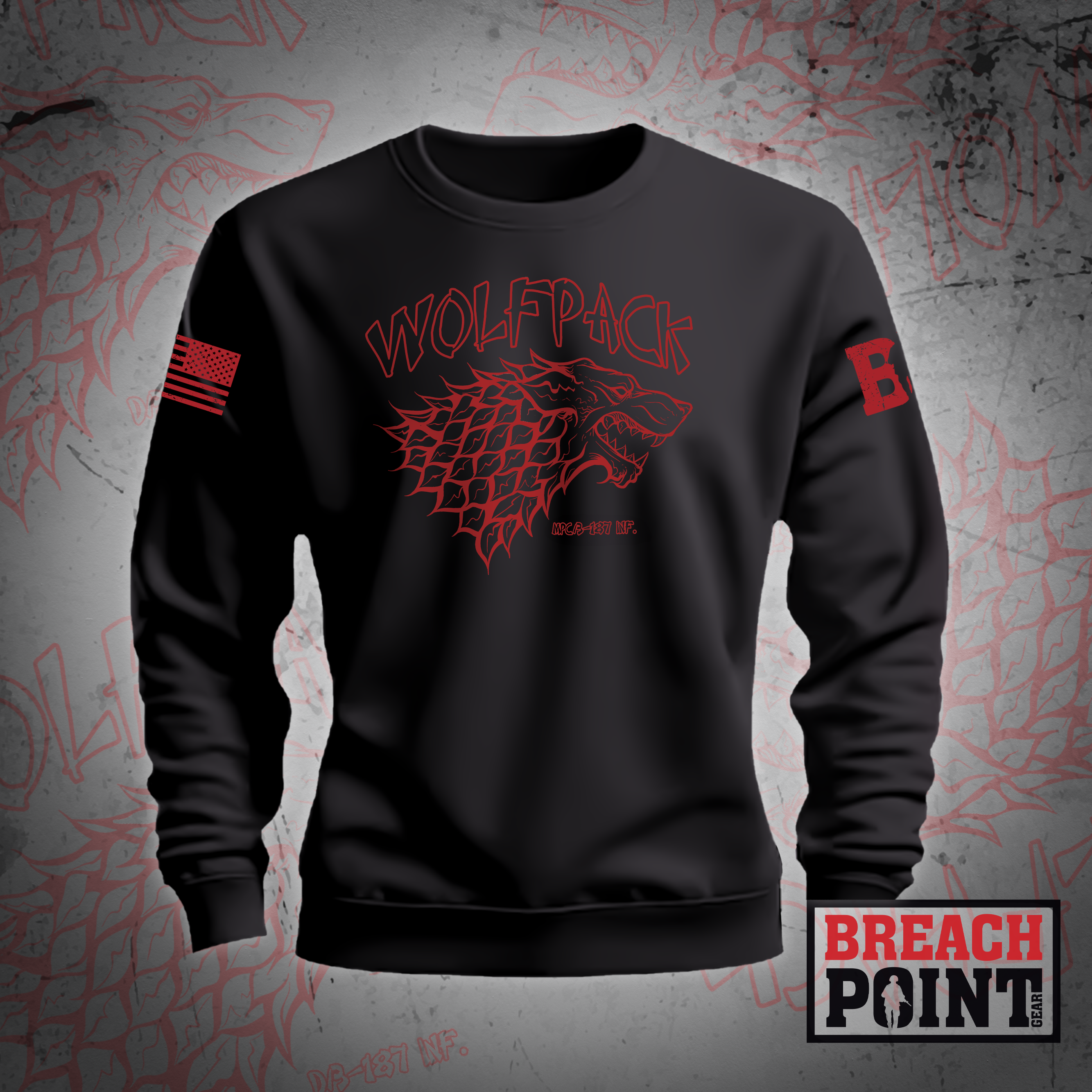 "WOLFPACK" MPC/3-187th Infantry Regiment - Sweatshirt (2)