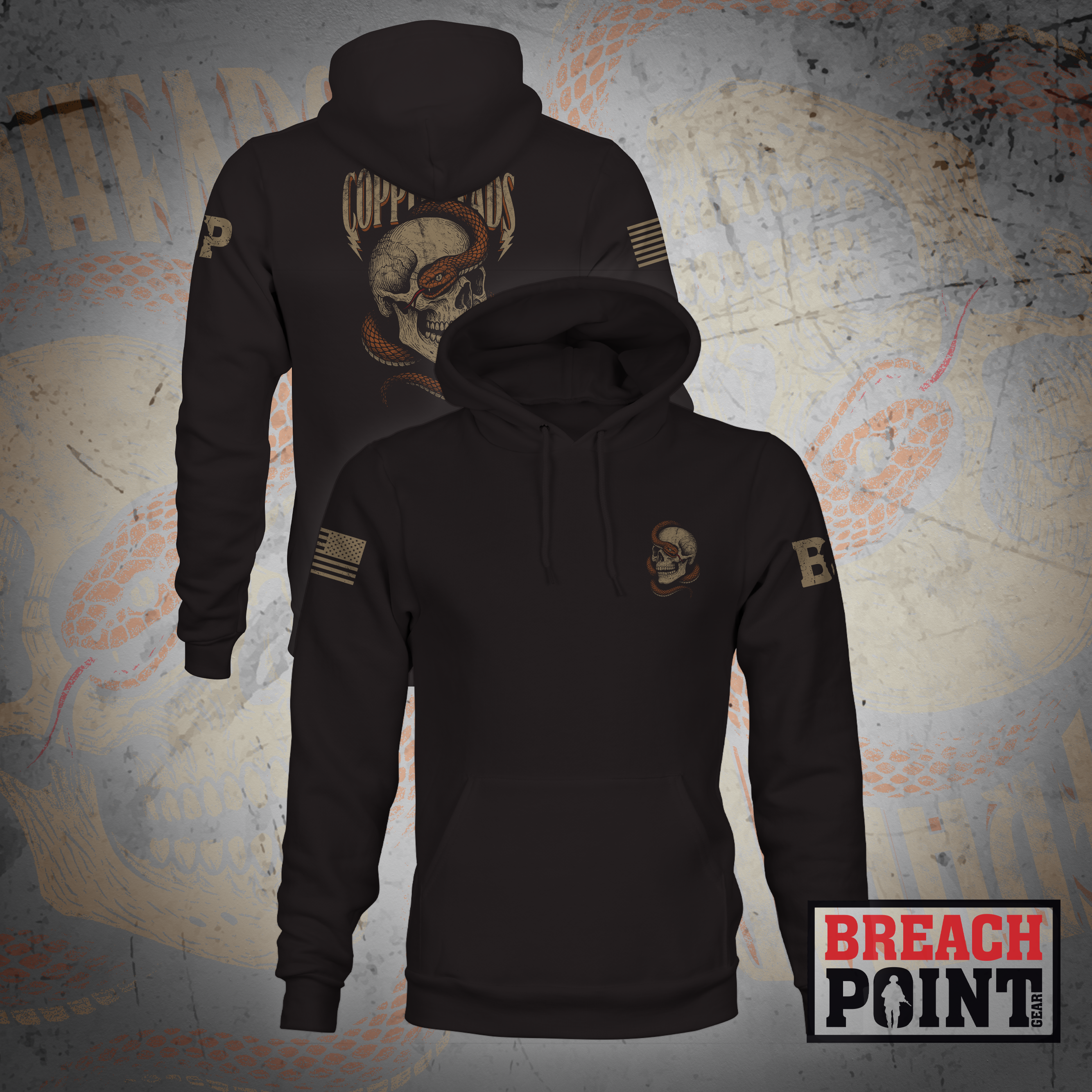 "COPPERHEADS" C/302nd Intelligence and Electronic Warefare Battalion - Hoodie (B80-BP)