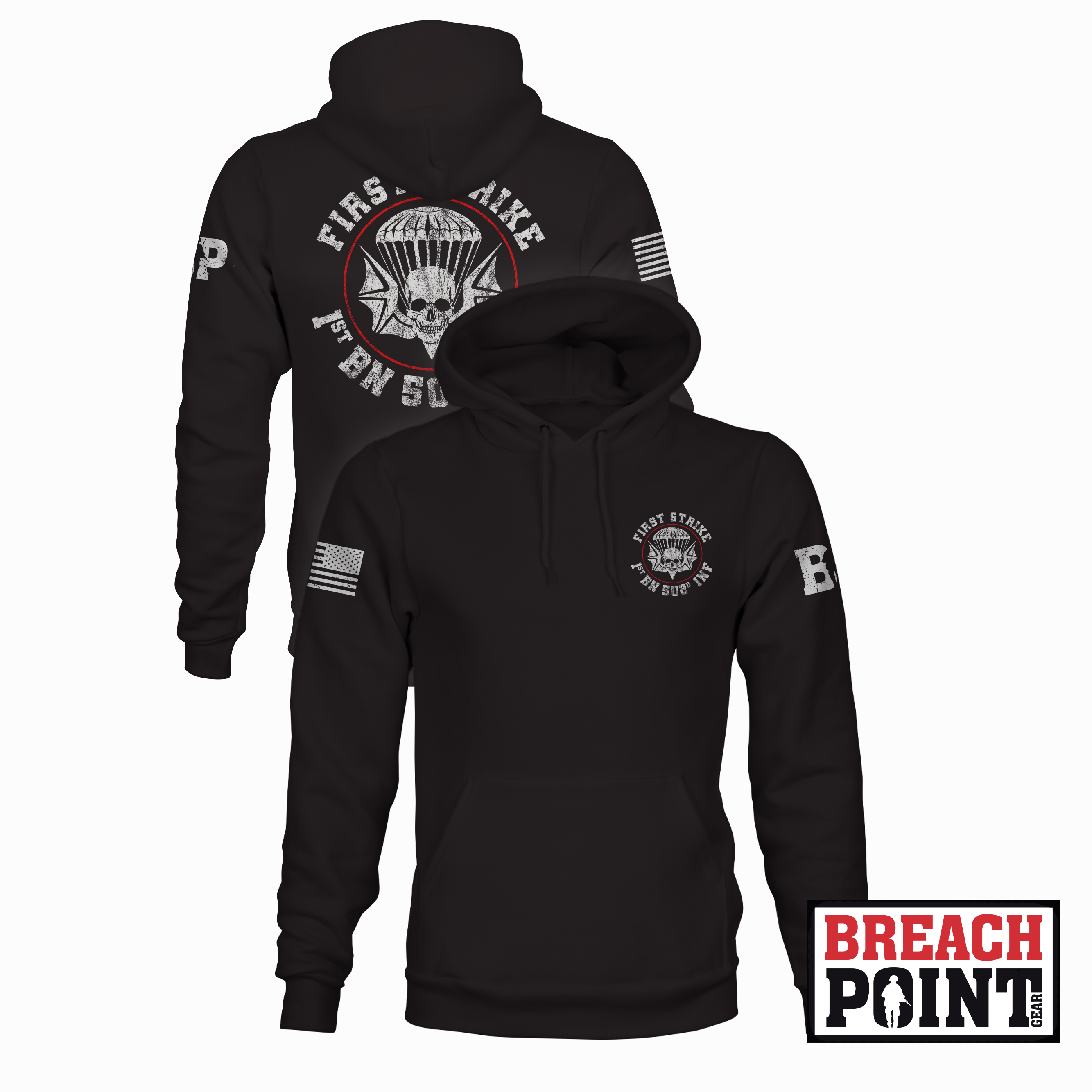 "FIRST STRIKE" 1-502nd Infantry Regiment - Hoodie (A10_BP)