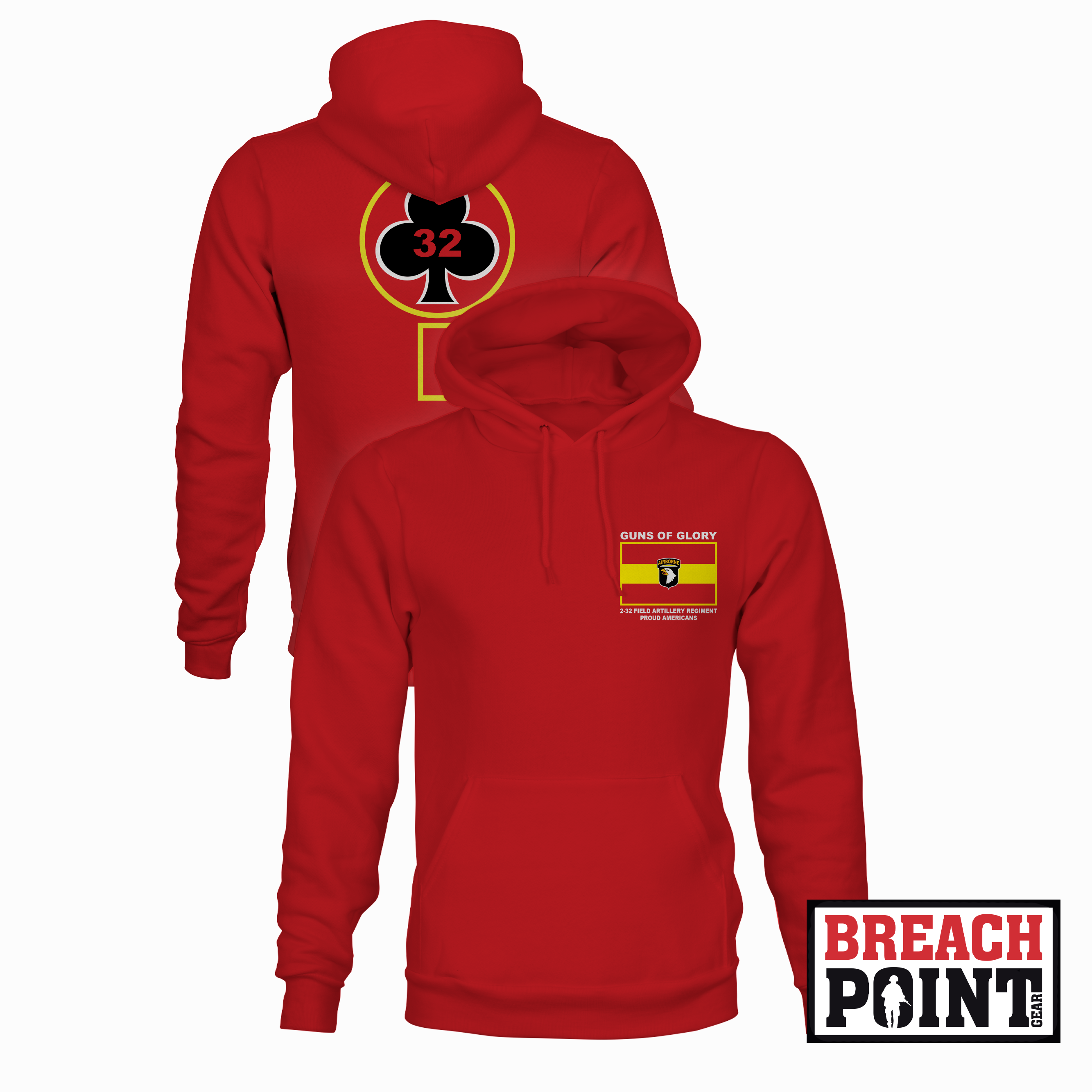 "PROUD AMERICANS" 2-32nd Field Artillery Regiment - Hoodie (A05-2)