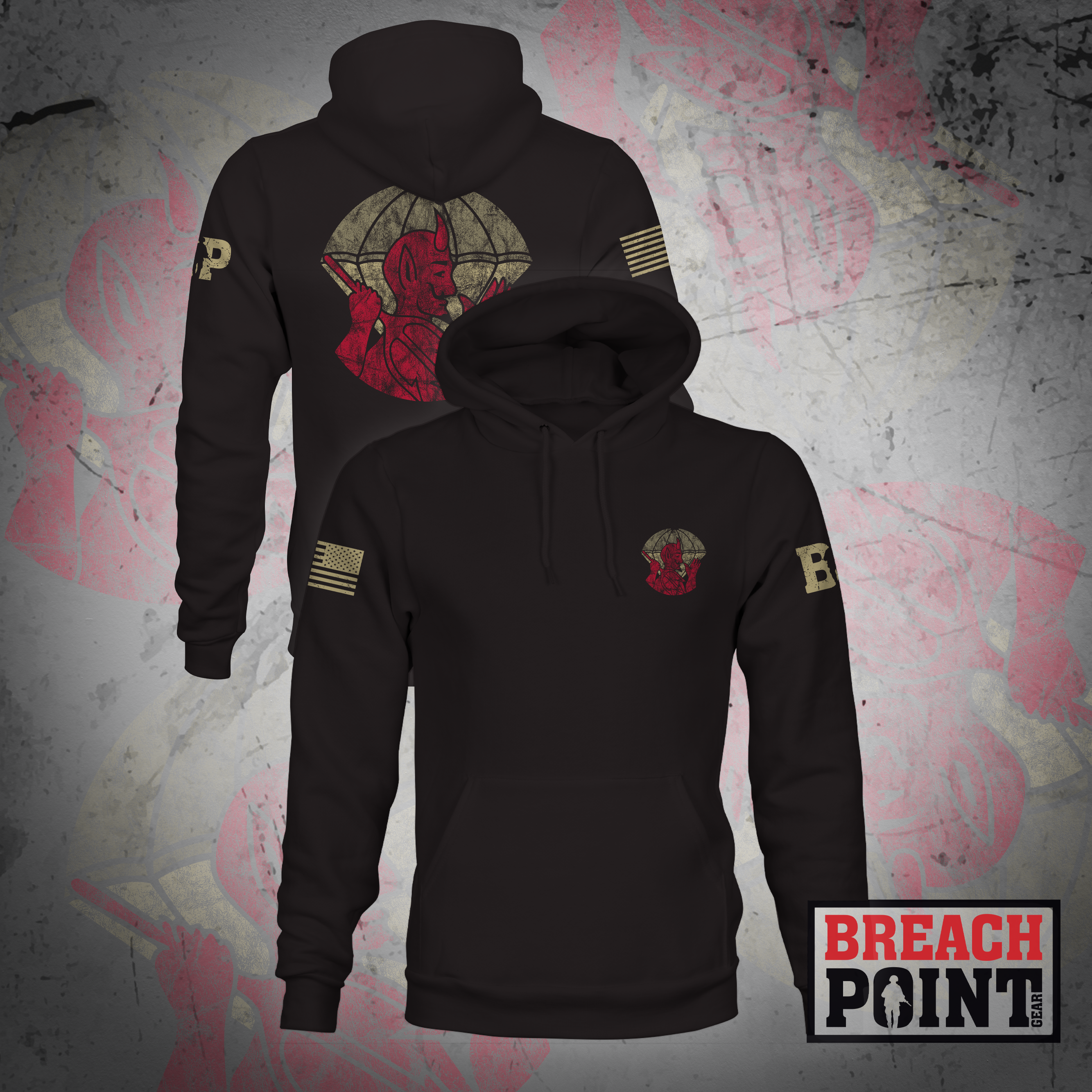 "RED DEVILS" 1-504th Parachute Infantry Regiment - Hoodie (A26_BP-3)