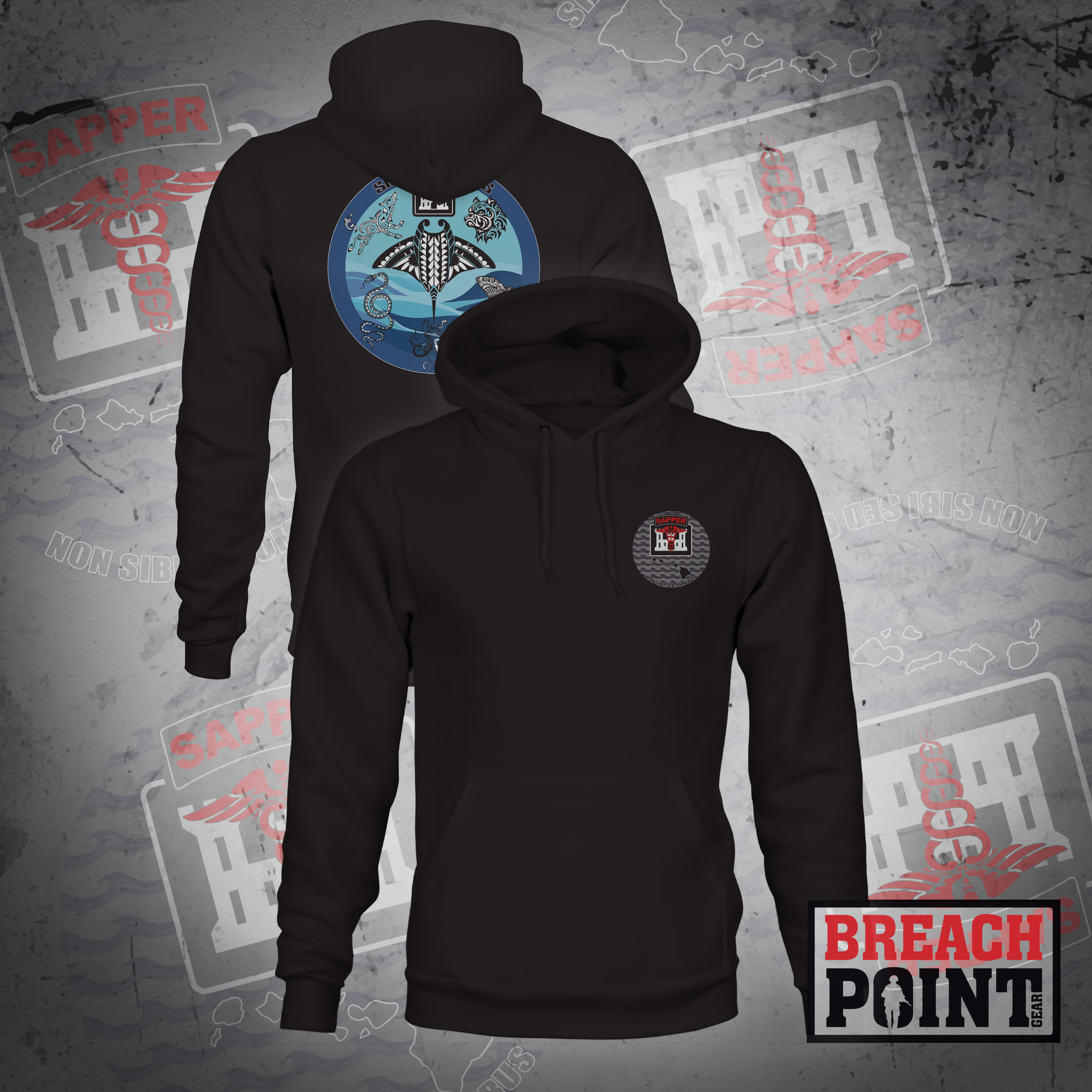 "SAPPER MEDICS" 130th Engineer Brigade - Hoodie (B84)