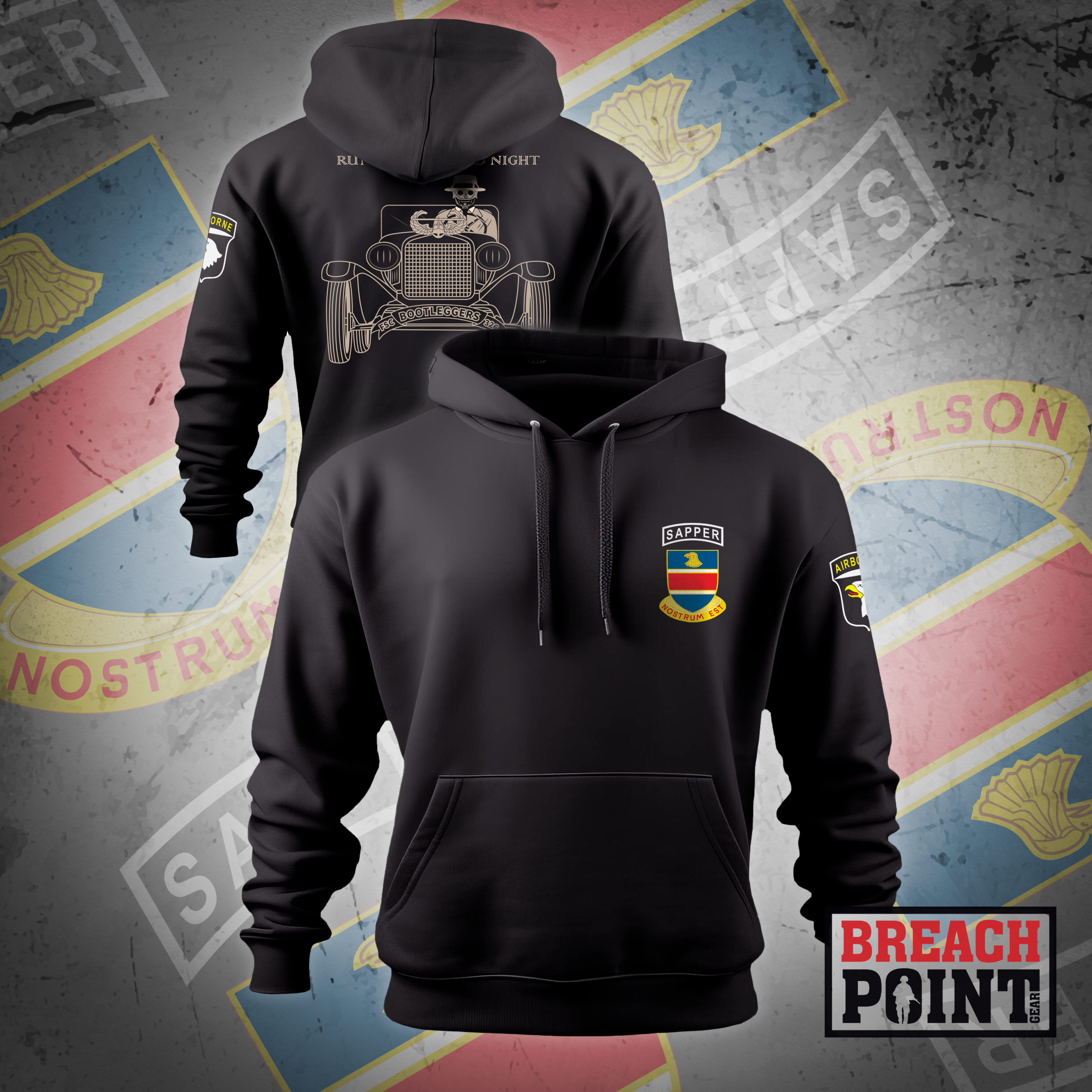 "BOOTLEGGERS" FSC/326th Division Engineer Battalion - Hoodie (Black)