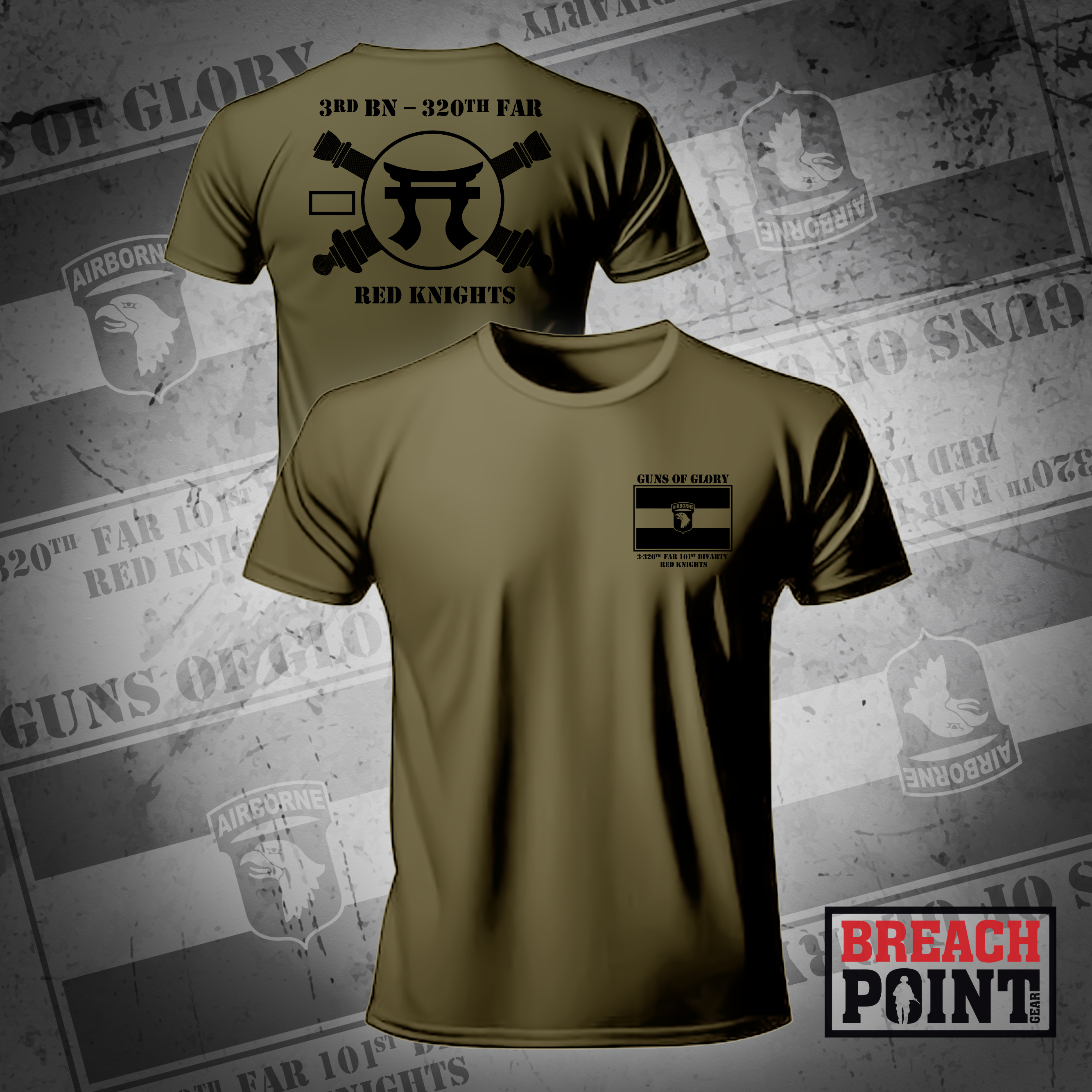 "RED KNIGHTS" 3-320th Field Artillery Regiment - Military Tee (2)