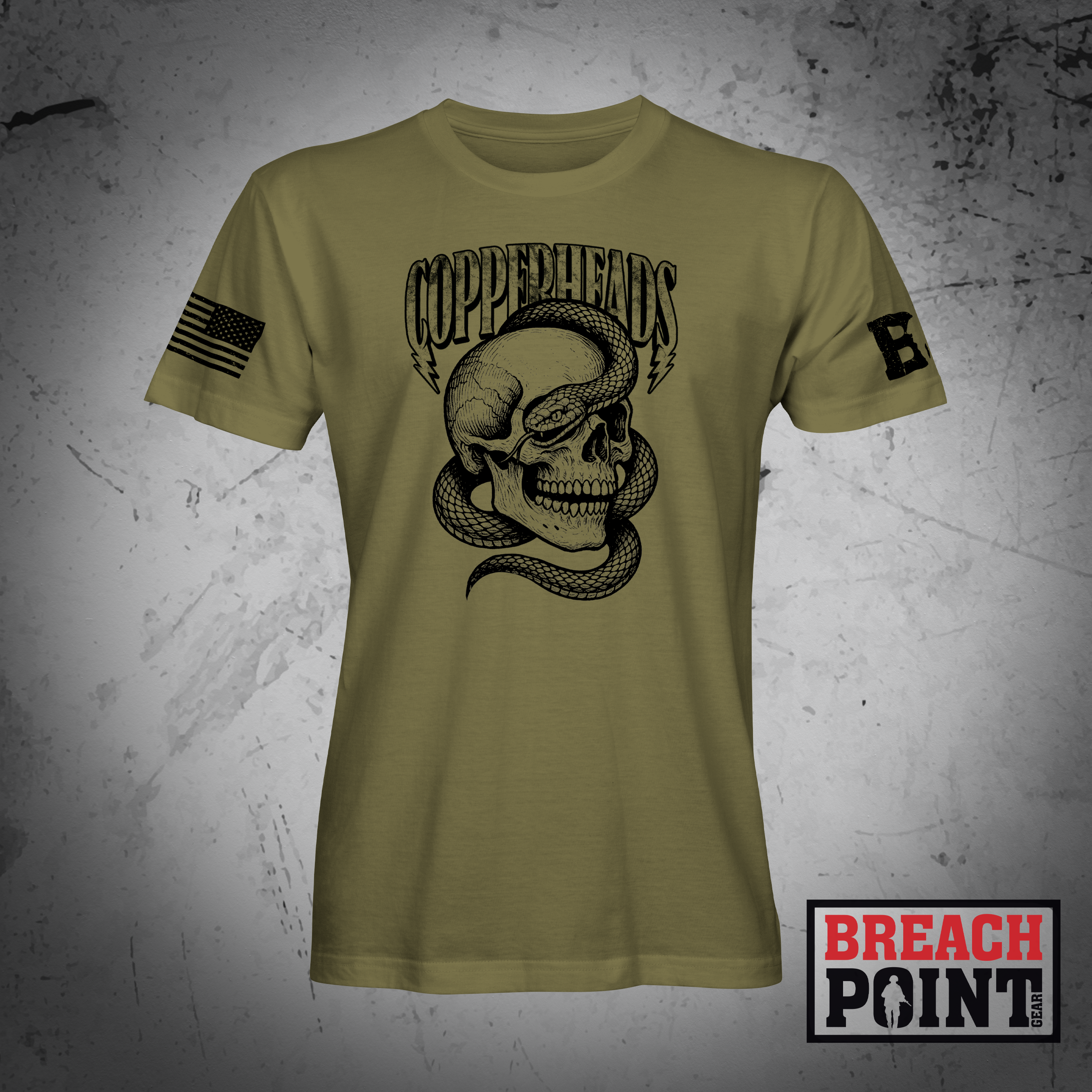"COPPERHEADS" C/302nd Intelligence and Electronic Warefare Battalion - Military Tee (B80-BP)