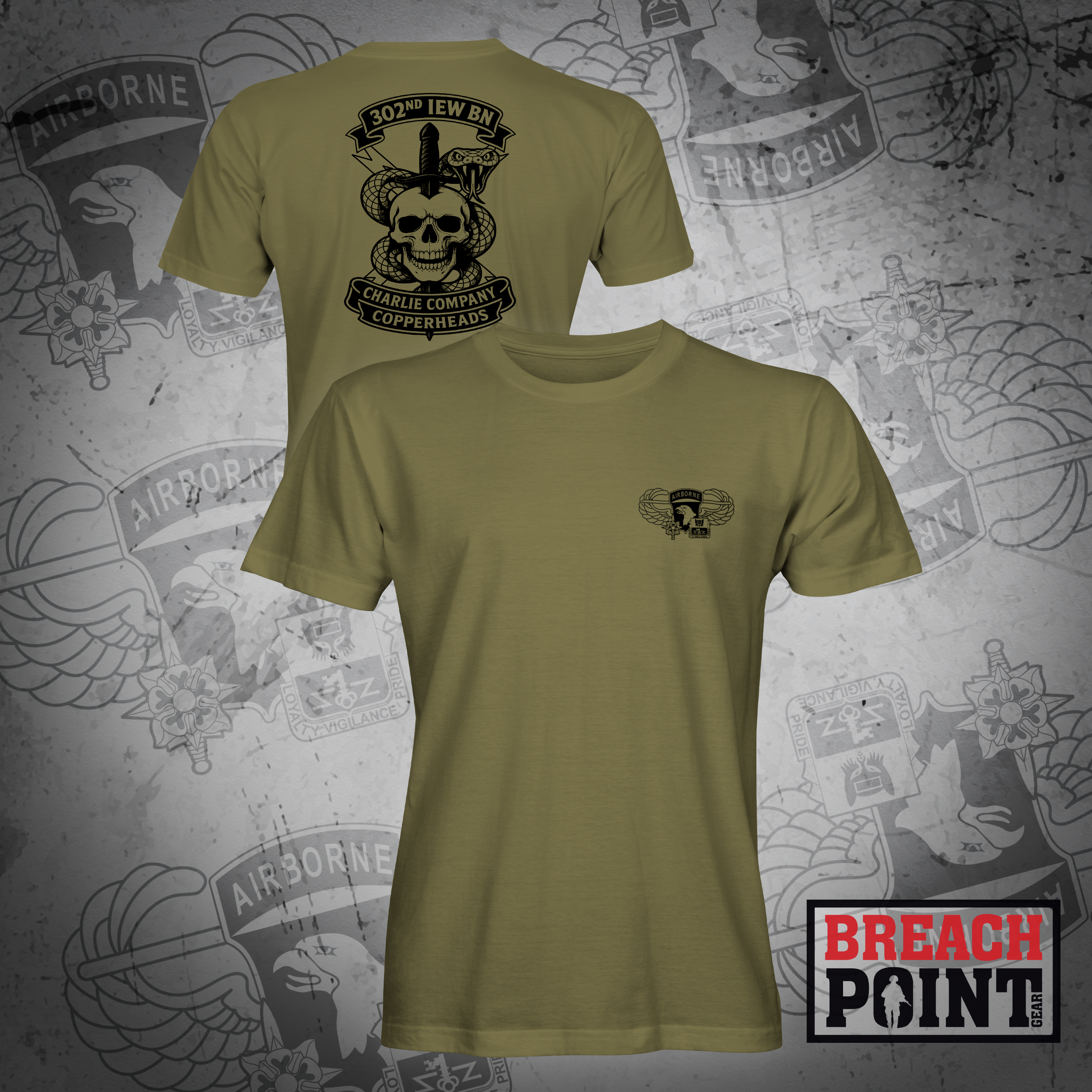 "COPPERHEADS" C/302nd Intelligence and Electronic Warefare Battalion - Military Tee (B80)