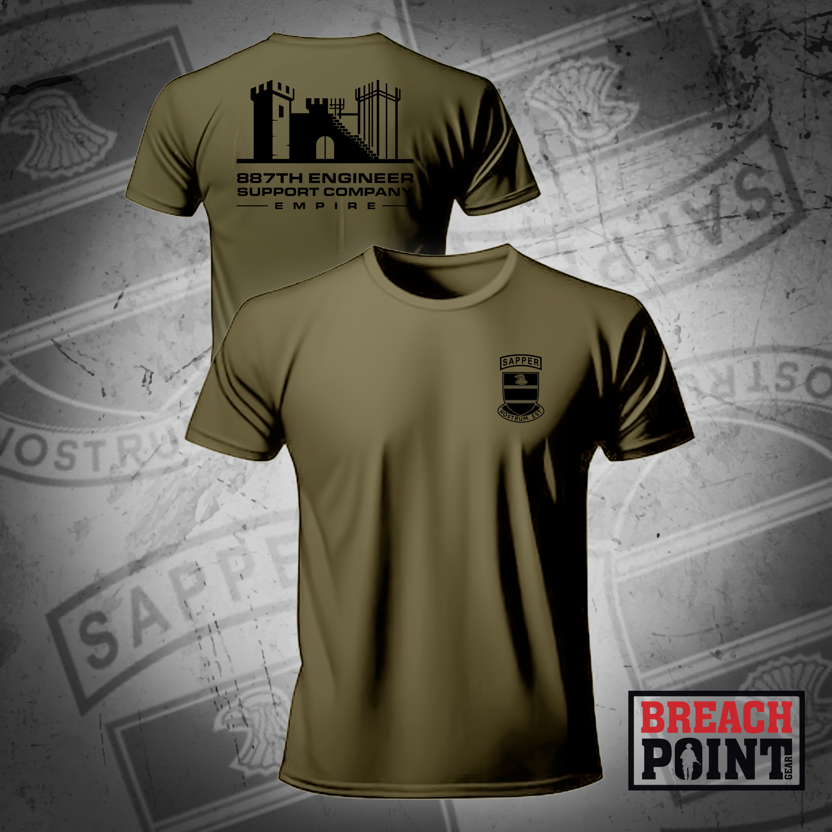 "EMPIRE" 887th Engineer Support Company - Military Tee (1)