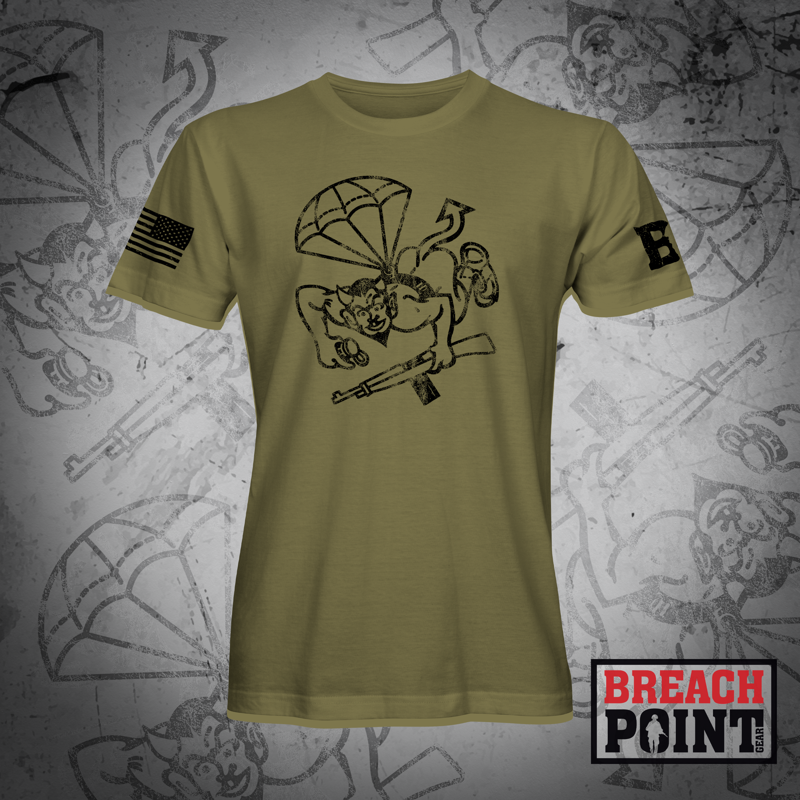 "RED DEVILS" 1-504th Parachute Infantry Regiment - Military Tee (A26_BP-2)